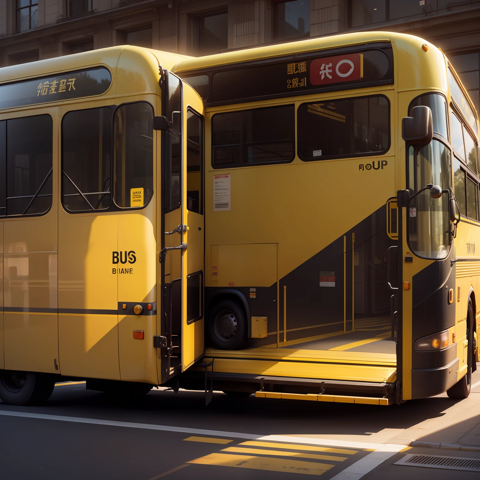 Bus, yellow with lips, concept art