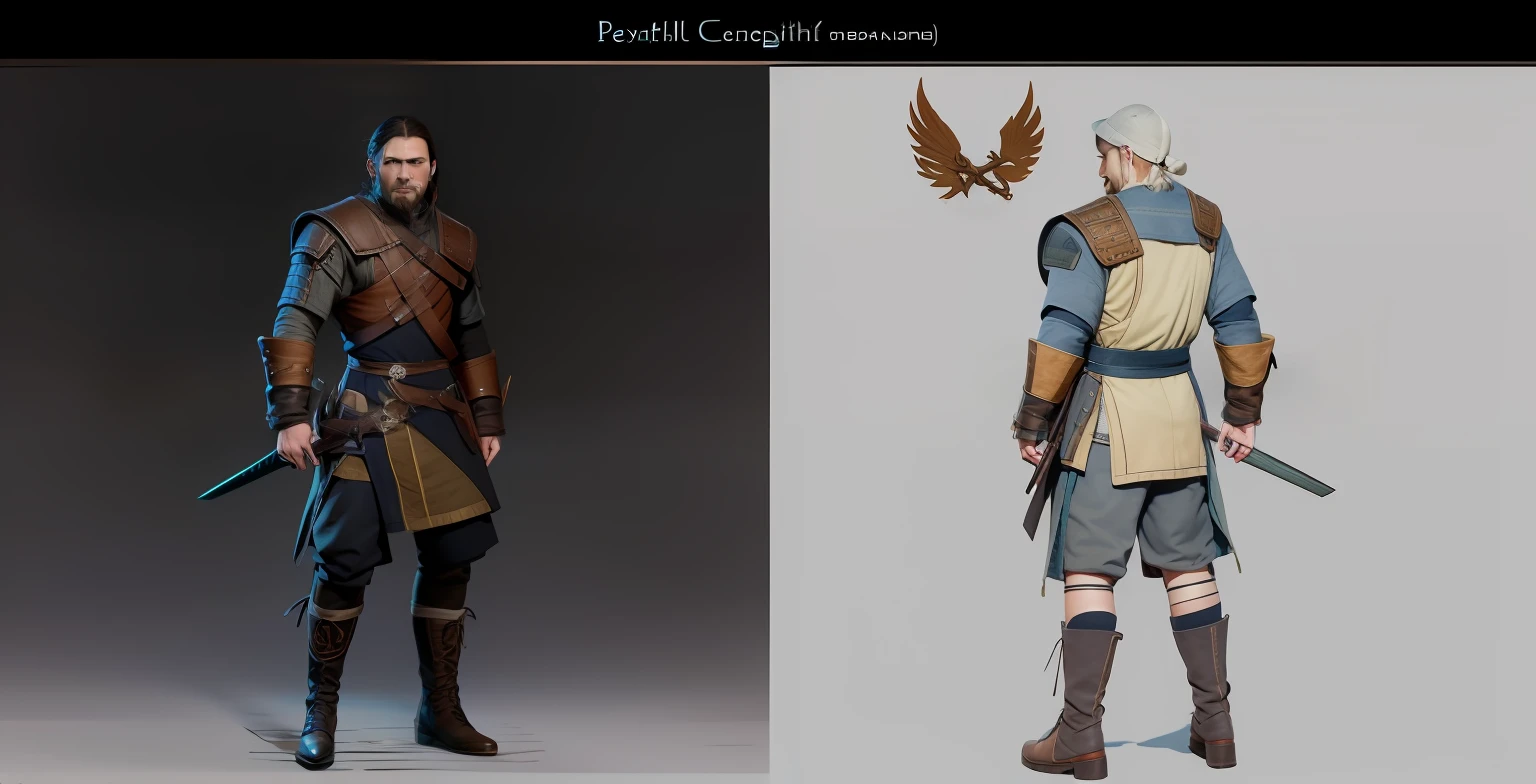 creating detailed concept art of the main character of the game, in a realistic style, for the original Action RPG in the style of The Witcher 3