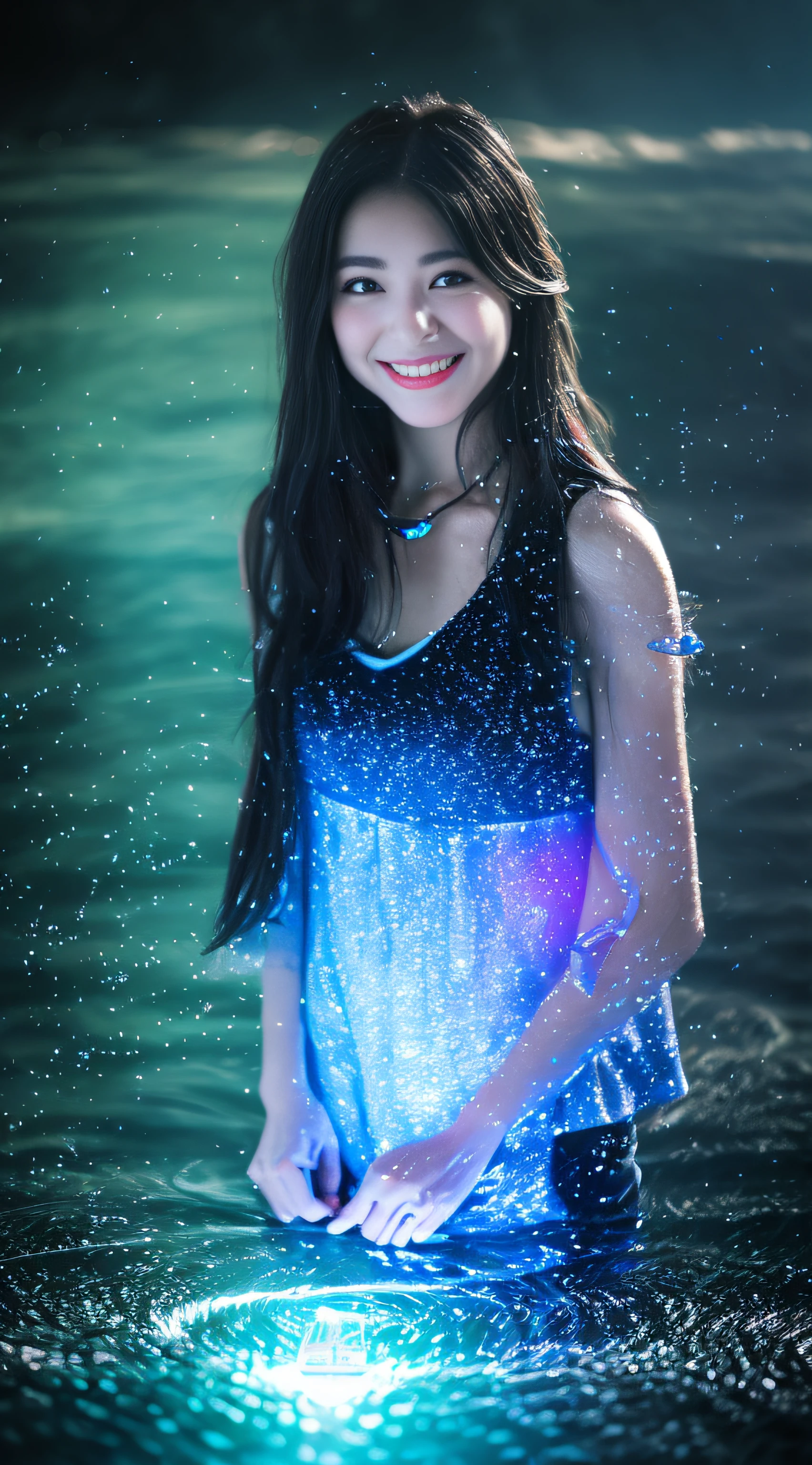 Watery Big Eyes, Loving Eyes, [Shy], Long Hair, Master Works, Best Picture Quality, Ultra High Resolution, Higher Quality, Beautiful Girl, Female, Heart Hair Accessory, 8K Resolution, Spice Girl, Student, Beautiful Eyes, Blush, Thin Shoulder Straps, Dusk, Oasis ((Character by the Waterhole)), Magic Ring, Volumetric Light, Cinematic Light, Natural Light. Waterfall background
Snow Moon Law Moon Girl Light Shoulders, Solo, Crystal Clear Water Splash Perfect Reflection, Eyebrow Pattern, Beautiful Black Eyes, Floating Water Splash, Black Water Droplet, Beautiful Glow, Best Quality, Illustration, Masterpiece, Best Production, Best Quality, Highly Detailed, Extremely Detailed CG, Lighting, Cute, Tyndall Effect, Burning Splash Wrapped, Light Shoulders, Depth of Field, Black Water, Super Moe, Shining, Beautiful
The, delicate facial features, cute, black water particle special effects, dreamy, floating
Black glowing particles, burning hair, necklace
((Masterpiece)), ((Highest Quality)), exquisite CG, blue-purple tone, sweet
Beautiful beautiful girl with a cute smile