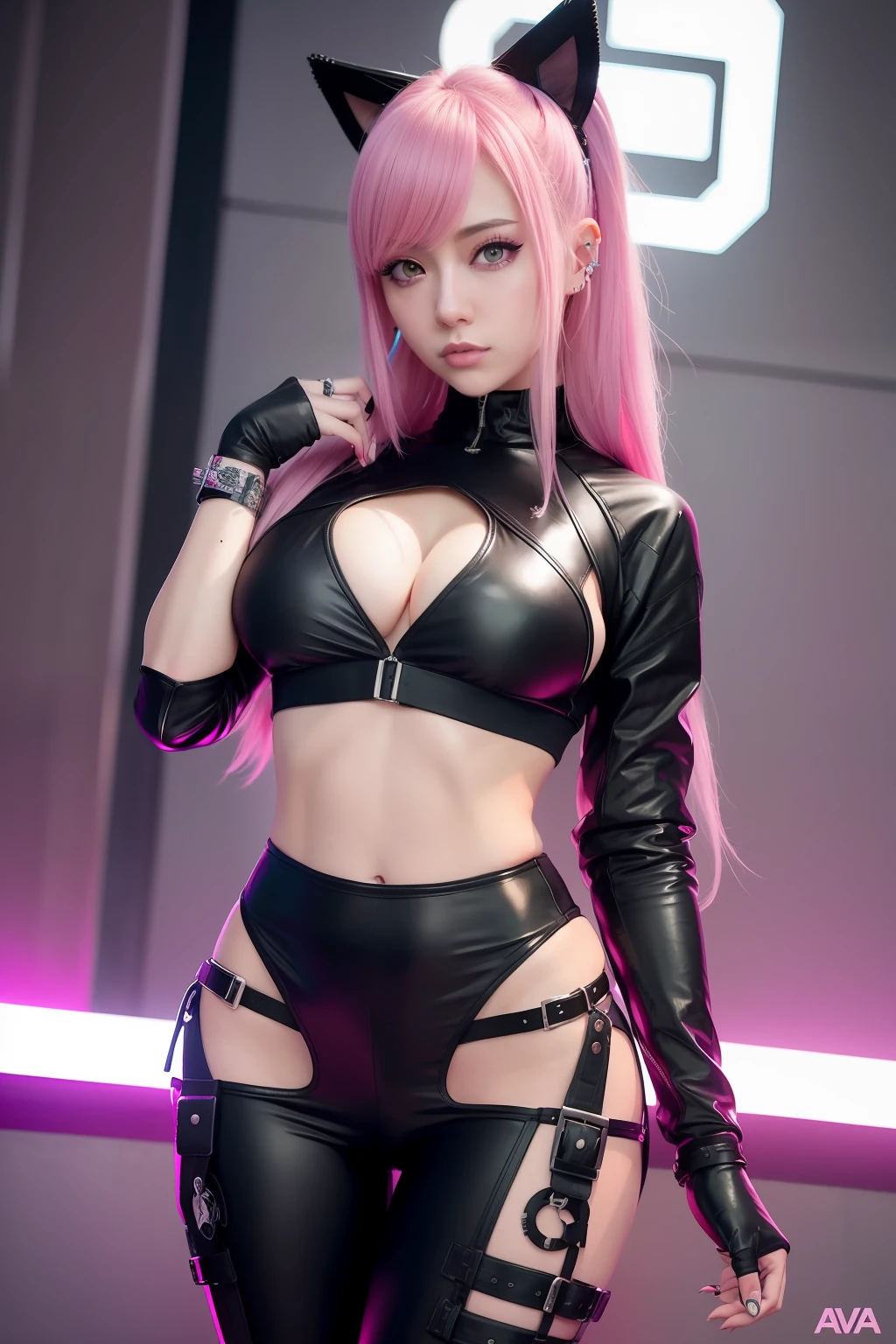 anime - style image of a woman in a leather outfit with a tattoo on her chest, oppai cyberpunk, cyberpunk 2 0 y. o model girl, female cyberpunk anime girl, cyberpunk anime girl, digital cyberpunk anime art, trending on cgstation, cyberpunk anime art, digital cyberpunk - anime art, anime cyberpunk art, cyberpunk girl, in cyberpunk city, anime girl in real life, ross tran style, ava max, belle delphine, ross tran 8 k, in the style of ross tran, artgerm and lois van baarle, better known as amouranth
