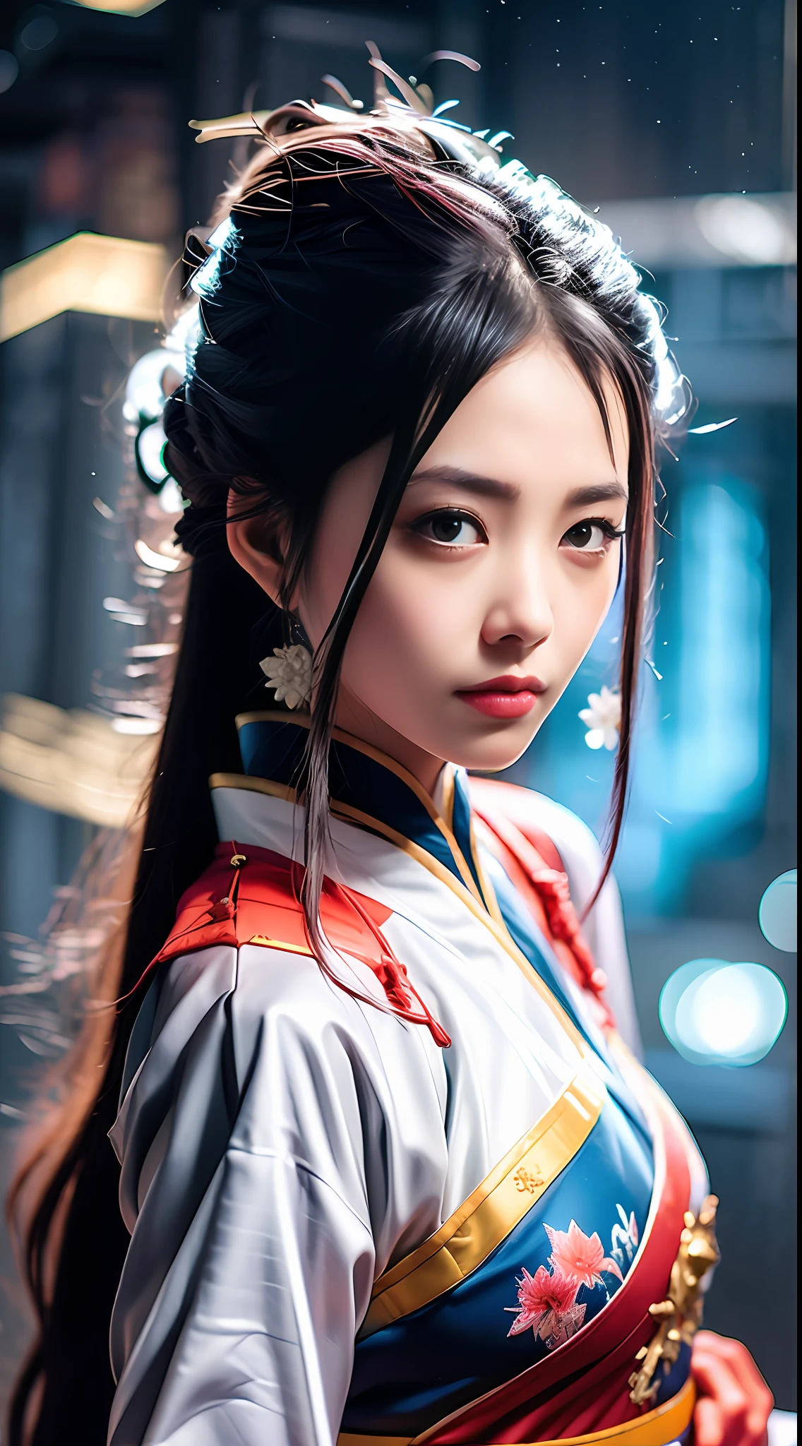 Chongming Bird,In both eyes,Each has two students,eye closeup,The body is huge,immensity,red feathers,Strong wings,It is possible to soar in the sky,body shimmering,light glow,Like a roaring flame,火焰,Bright light can illuminate the dark night sky,nigh sky,breath-taking,It's powerful,Able to fight beasts,It can drive away disasters such as beasts and monsters