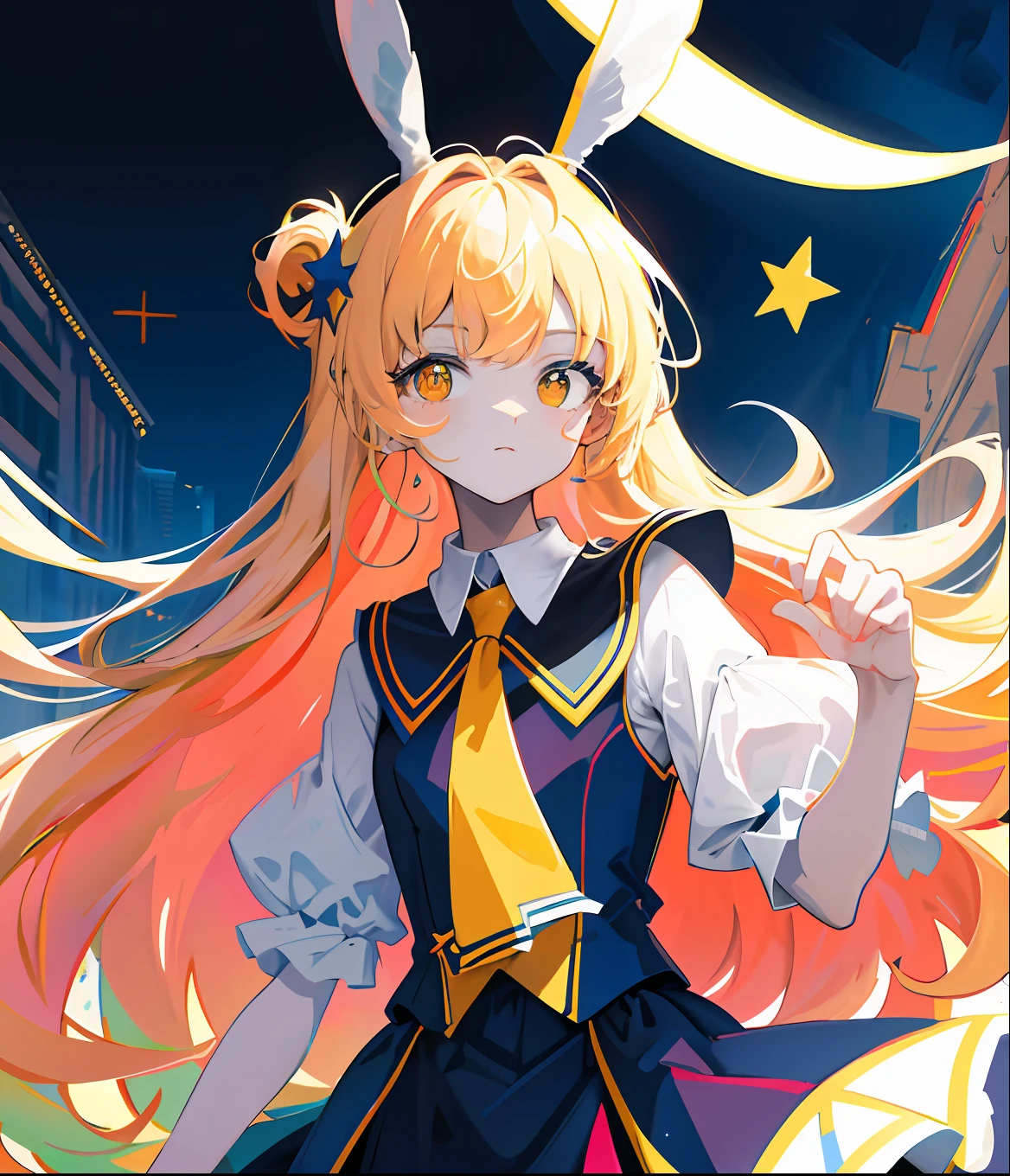 (Flat color:0.9),(Colorful:1.1),(Masterpiece:1,2), Best quality, Masterpiece, A high resolution, Original, extremelydetailedwallpaper, view the viewer,,,1girll,Bunny Girl,Portrait