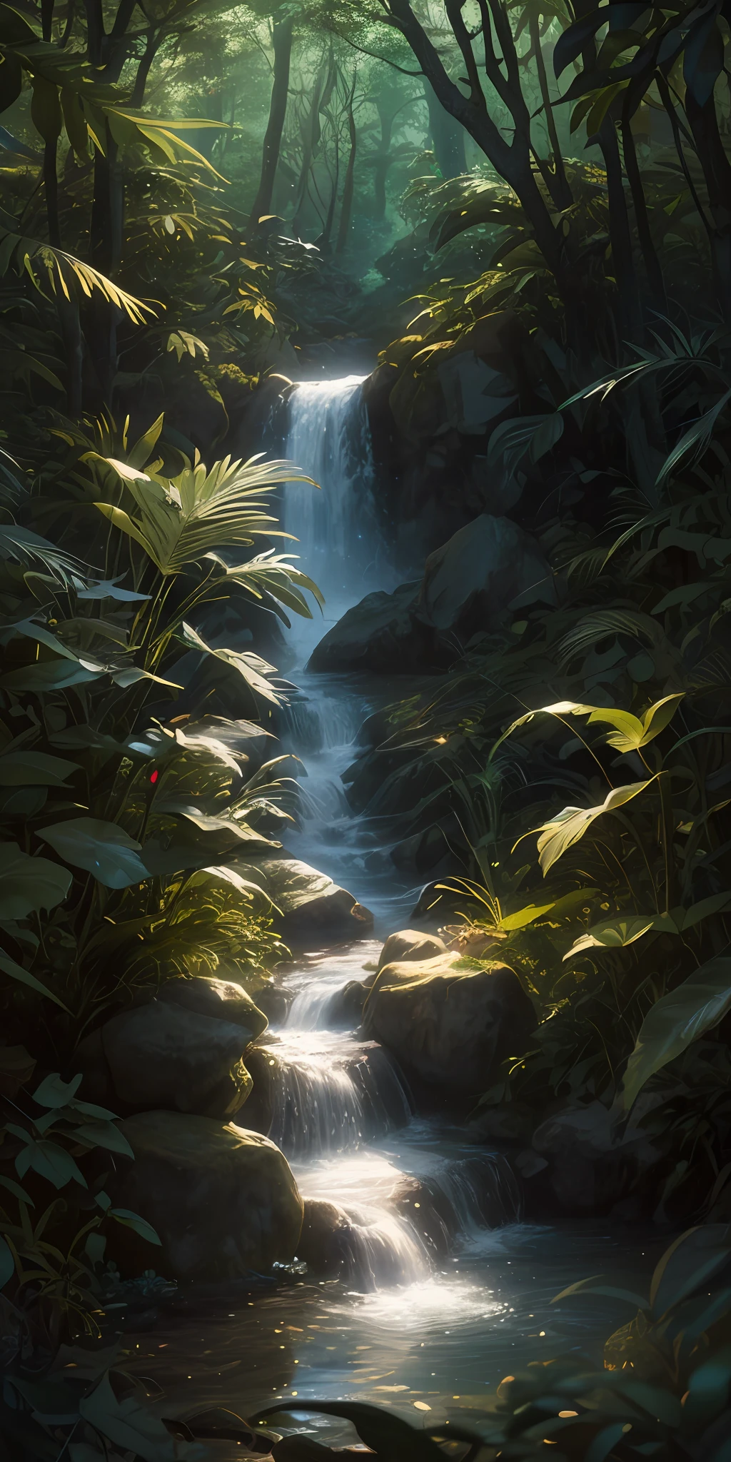 Masterpiece, best quality, (very detailed CG unified 8k wallpaper), (best quality), (best illustration), (best shadow), glowing elf with a glowing deer, drinking water in the pool, natural elements in forest theme. Mysterious forest, beautiful forest, nature, surrounded by flowers, delicate leaves and branches surrounded by fireflies (natural elements), (jungle theme), (leaves), (branches), (fireflies), (particle effects) and other 3D, Octane rendering, ray tracing, super detailed , deer --v6