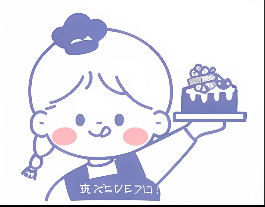 A cartoon girl holds a cake，With a smile on it, Cake in hand, 🪔 🎨;🌞🌄, 😃😀😄☺🙃😉😗, Loli, 2263539546], あかさたなは on twitter, Holding a birthday cake, 1024x1024 --auto