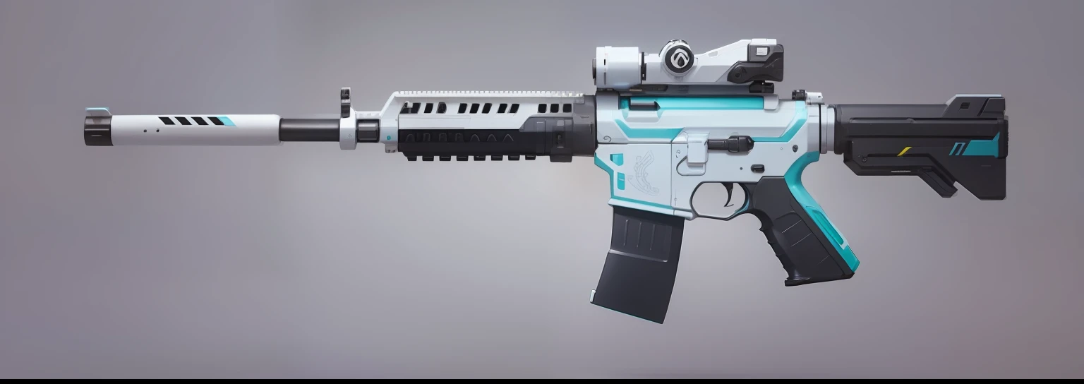 white colors，brightly，cyan colors，guns