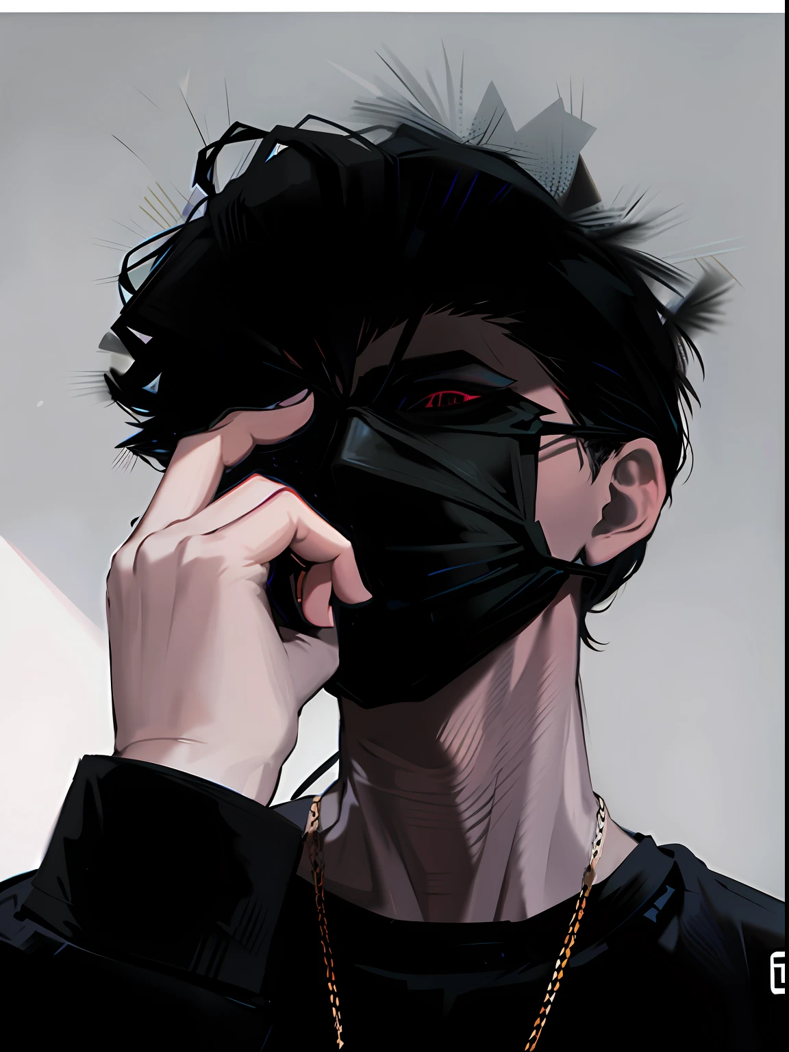 A man with black hair who wears a black mask and talks on a cell phone, Wearing an all-black membo mask, Dark Wave Goth Aesthetic, Dark aesthetic, Gothic aesthetic, Jinyong Xin Aesthetic, Very aesthetic!!!!!!, aesthetic!!!!!!!!!!, Grunge aesthetic, aesthetic!!!!, Male Olzang, aesthetic!!, (aesthetics), Deep aesthetic, Aesthetic, aesthetic!!!!!