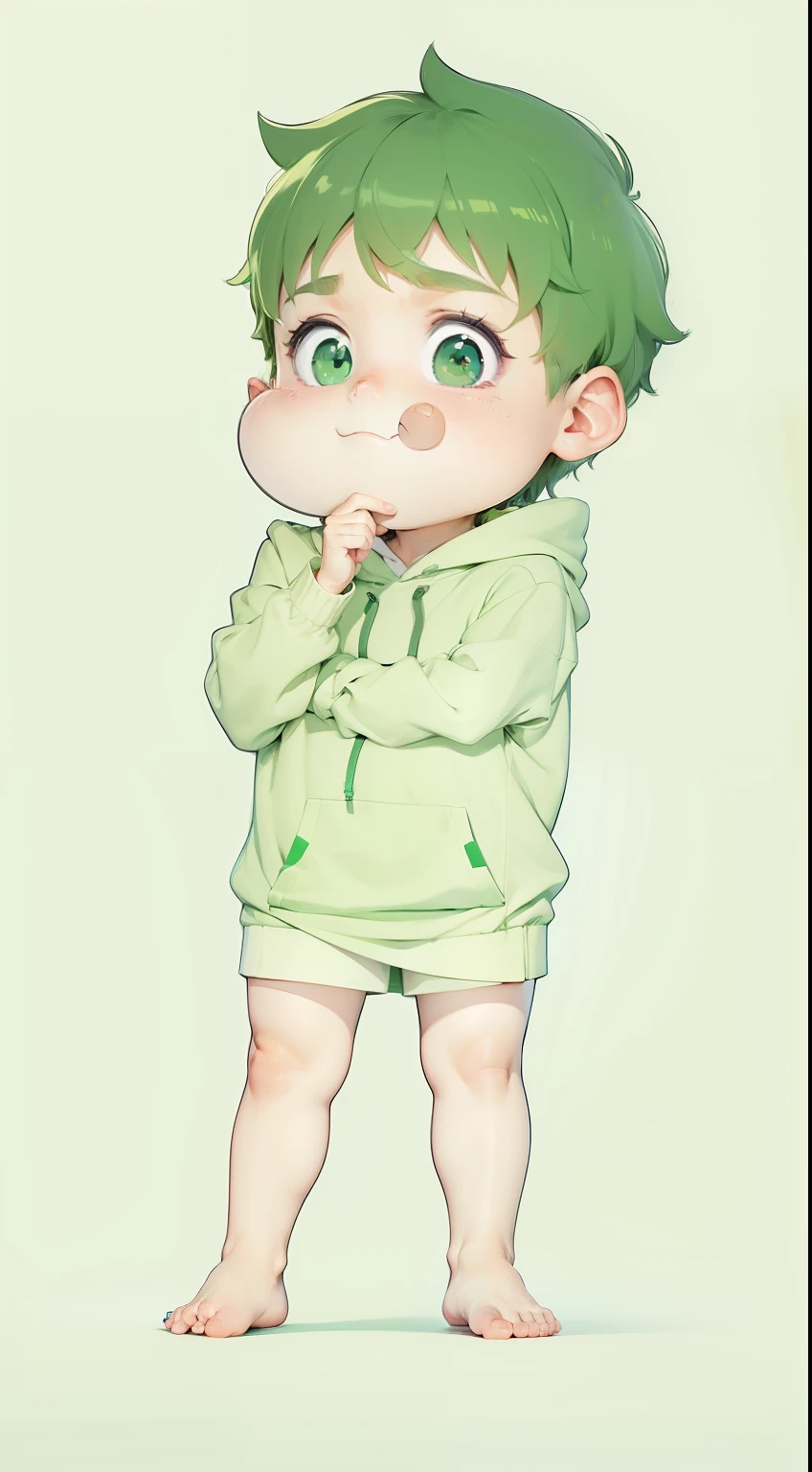 Best quality, masterpiece, ultra high res, raw photo, 1boy, cute face, simple dress, green hoodie, off shoulder, glowing skin, perfect simetris eyes, anime style