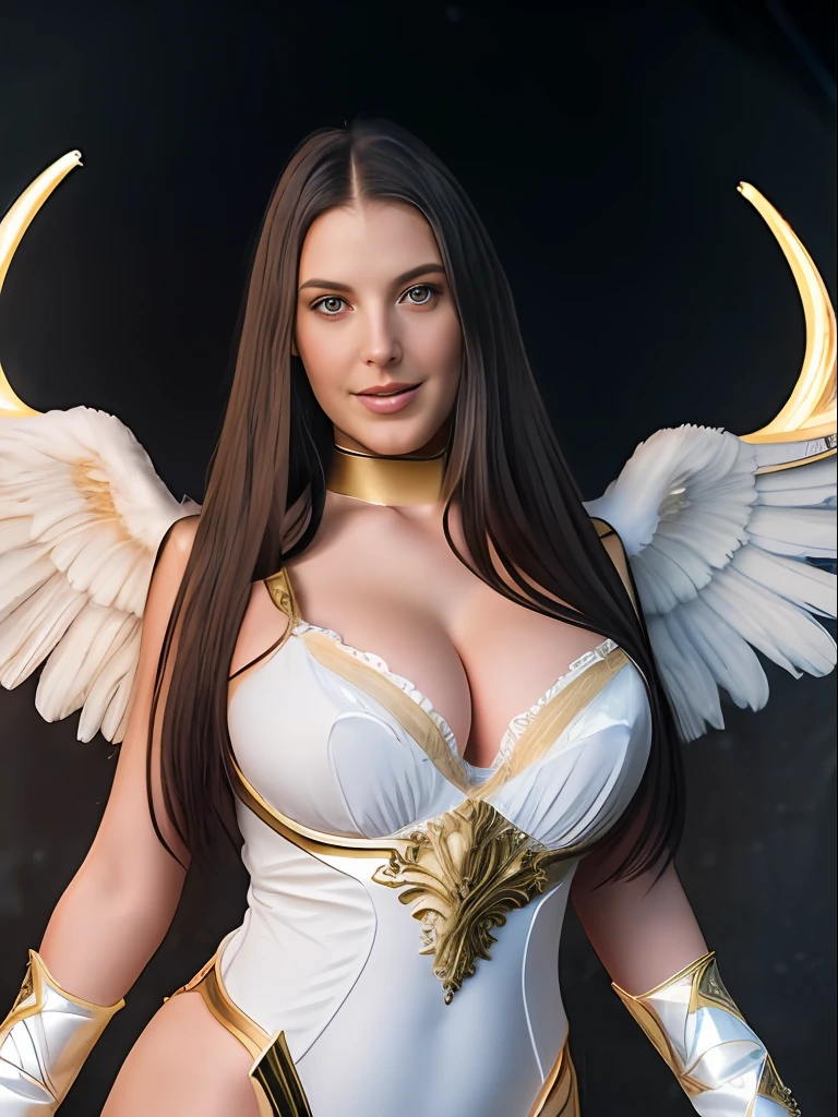 ((nsfw)), ((best quality)), ((masterpiece)), ((realistic)), ((detailed)), ((photo)), ((texture 4K)), ((high image quality)), ((intricate details)), ((full body)), ((lens 50mm)), ((inspired dress victoria secret angel)), creature of light, a beautiful angel of light, a magical spirit of light, is a character full of a sense of justice and divine power, she is usually depicted as a beautiful female angel with wings and long hair, wearing a shining white robe and tactical golden armor, sexy, erotic, busty, gentle eyes, beautiful eyes, the image of the royal sister angel is very beautiful and noble, her face is usually depicted very soft, pure and elegant. Her divine power is also very powerful and is often used to protect and help those in need. Explore your creativity and depict this mysterious and fictional creature. Use vibrant colors, unique shapes, and fun textures to make your images unique and engaging. I am glad to see your artistic interpretation of the whole body, light, random dynamic poses, shining halos, beautiful and noble angels, magical light magic, perfect spell casting, blessing prayer,
