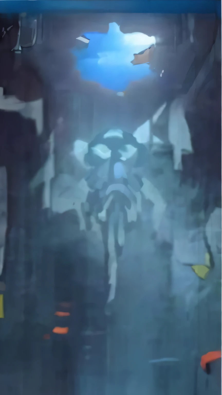 submerged temple scene, cutscene footage, Kururo anime screenshot, submerged temple ritual scene, game footage, Underwater horror scene, video still, In animated films, screenshot from the anime film, video game cutscene
