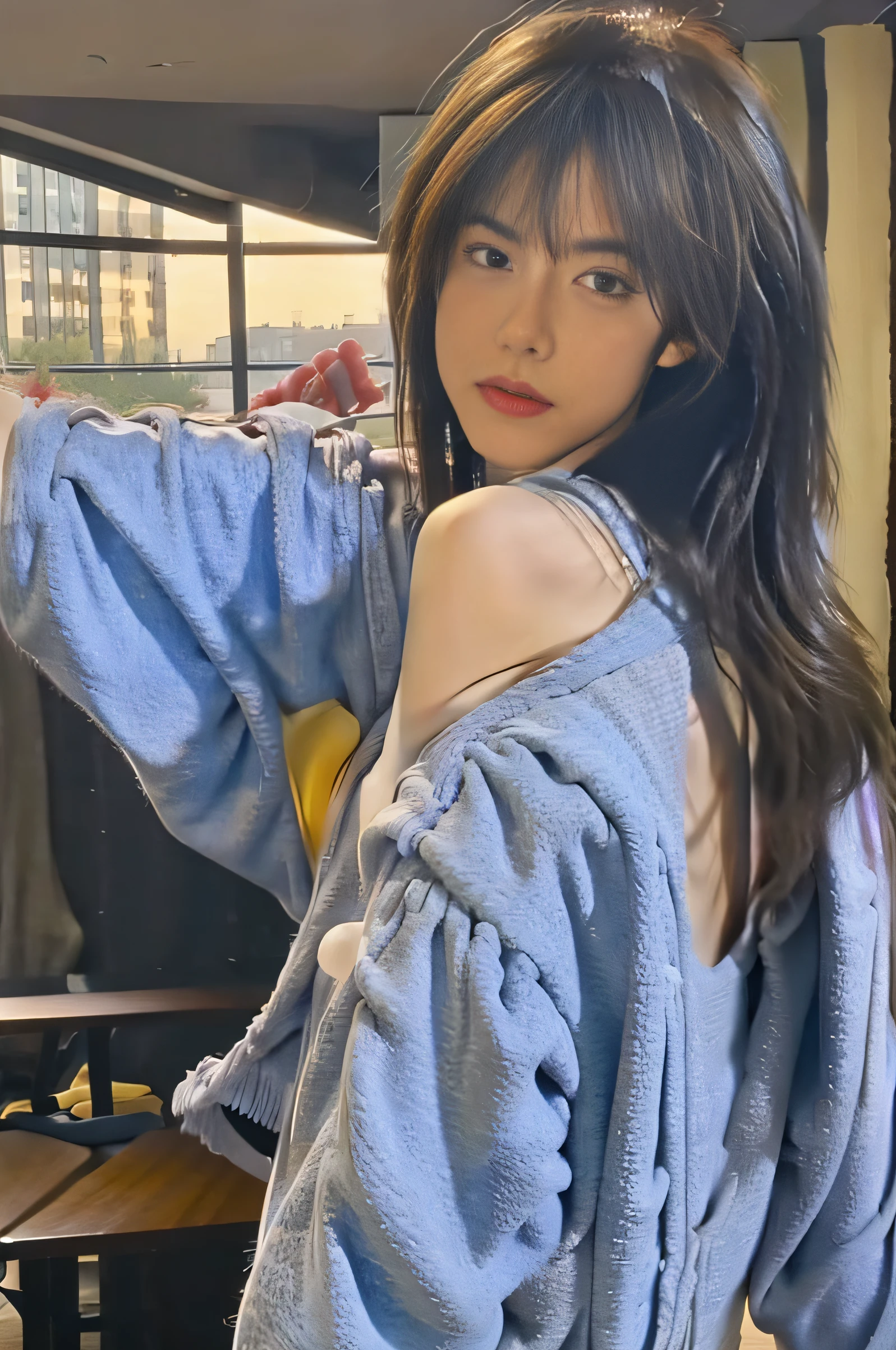 starryskybackground,Noisy city,ultra-realistic realism,Look back at the pose