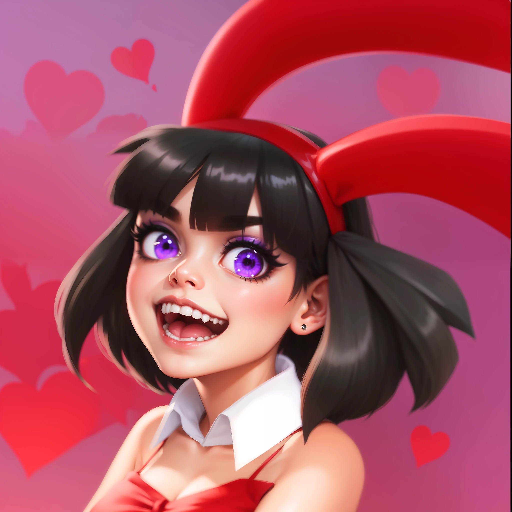 one-girl，Short black hair，Wears a rabbit-ear headdress，Purple eye，black eyeshadows，Wear bunny girl clothes