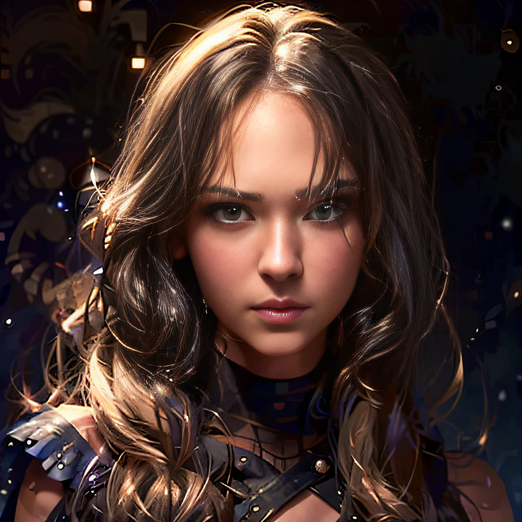 (Blonde long wavy hair)、Black eyes、Slim Faces、woman posing for a photo, with a big breast,　((facial close-up、portrait shooting)), Off-the-shoulder crop top、Exposed shoulders、expert, 8K, High resolution, masutepiece, Best Quality, Head:: 1 girl, ((Hasselblad photo)), Delicate skin, Clear focus, (Cinematic lighting), At night, Soft lighting, Dynamic Angle, [:( Details:: 1 girl): 0.2 Girl], (((black backgrounds、Draw the entire face)))、Black blue-green lighting、​masterpiece、top-quality、ultra-definition、hight resolution))、4K picture quality、