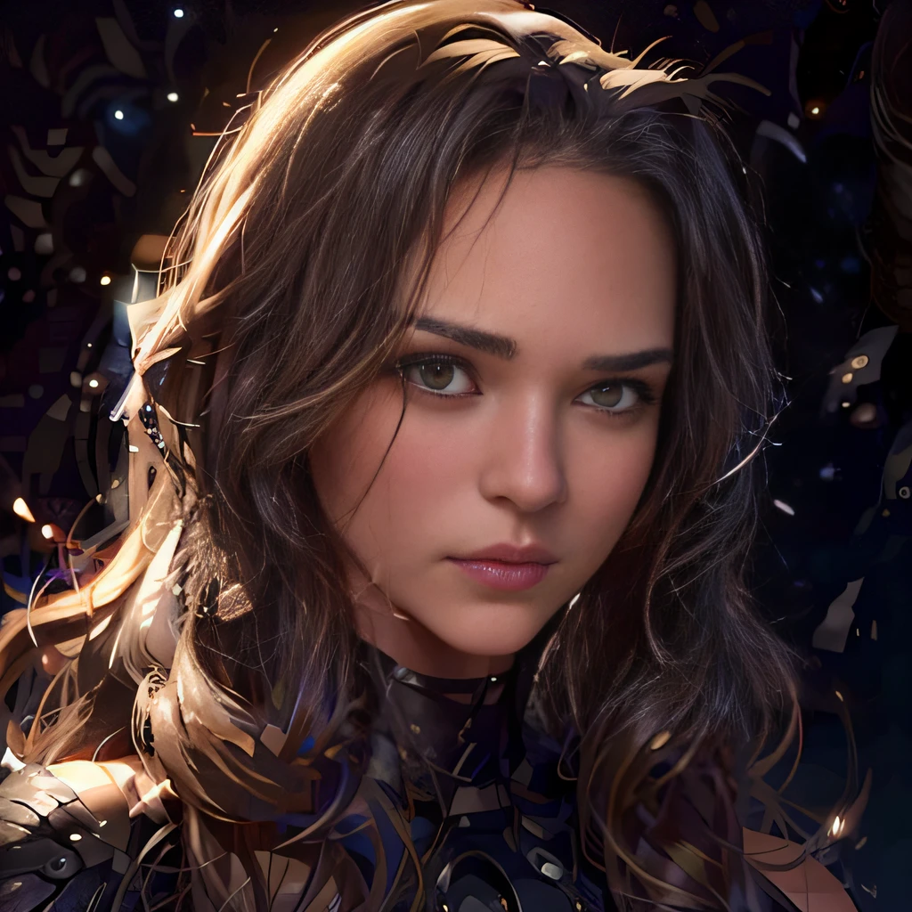 (Blonde long wavy hair)、Black eyes、Slim Faces、woman posing for a photo, with a big breast,　((facial close-up、portrait shooting)), Off-the-shoulder crop top、Exposed shoulders、expert, 8K, High resolution, masutepiece, Best Quality, Head:: 1 girl, ((Hasselblad photo)), Delicate skin, Clear focus, (Cinematic lighting), At night, Soft lighting, Dynamic Angle, [:( Details:: 1 girl): 0.2 Girl], (((black backgrounds、Draw the entire face)))、Black blue-green lighting、​masterpiece、top-quality、ultra-definition、hight resolution))、4K picture quality、