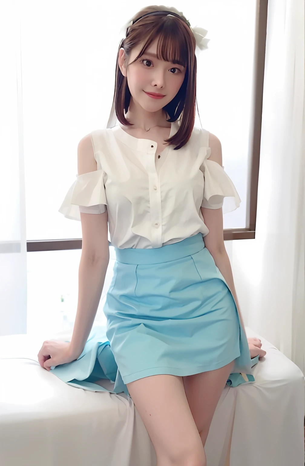 Exposed collarbone,busty figure,White skin of the