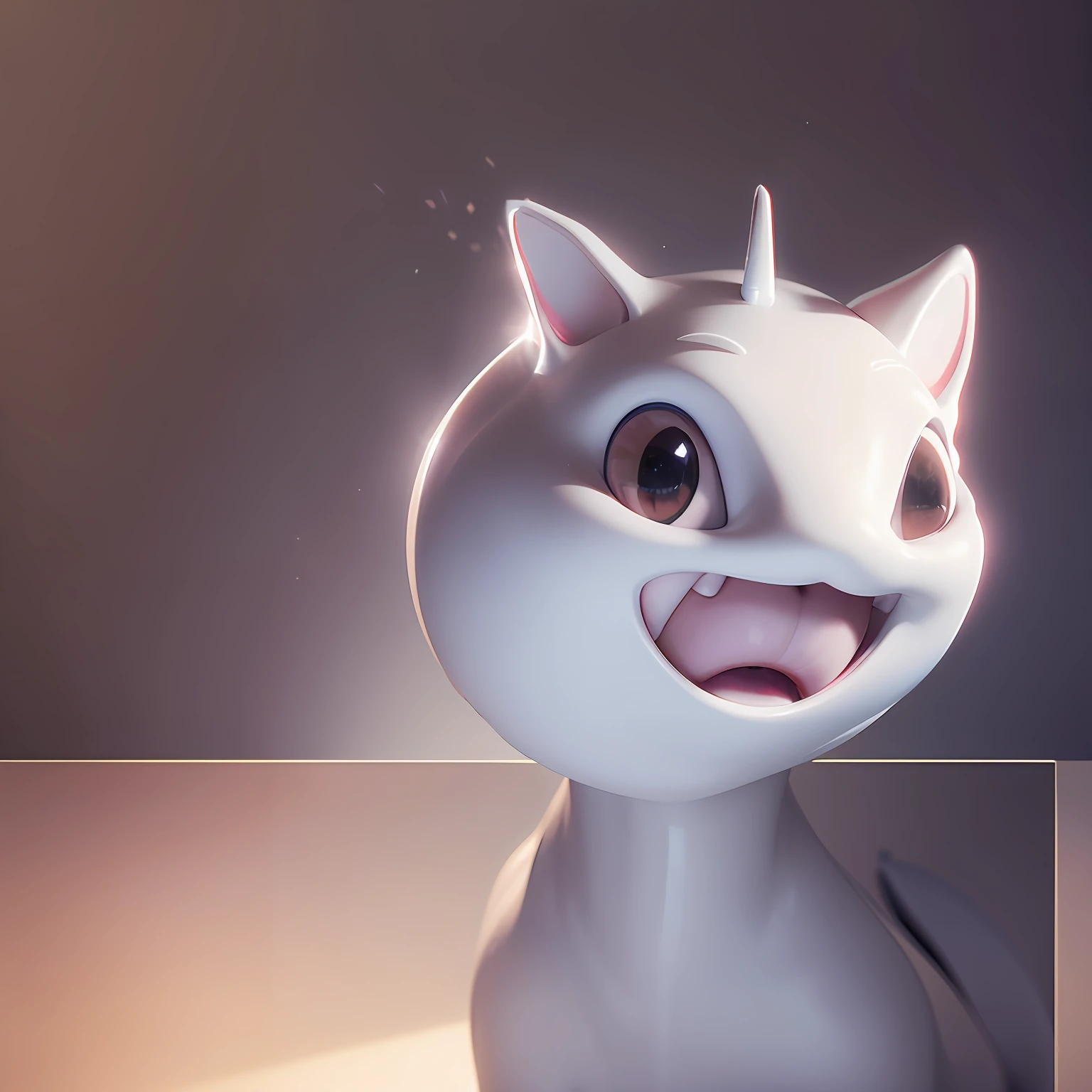 Smooth connection between head and body,Hairless,draw a background,Draw the pupil of the eye,There is a white cat with a white nose, Cute! C4D, the cat is smiling, movie「tusk」Unicorn of, !!!! Cat!!!!, Shark Cat Hybrid, toon render keyshot, cute 3d render, rendered in blender, Toony, blender eevee render, White Unicorn, rendered in maya