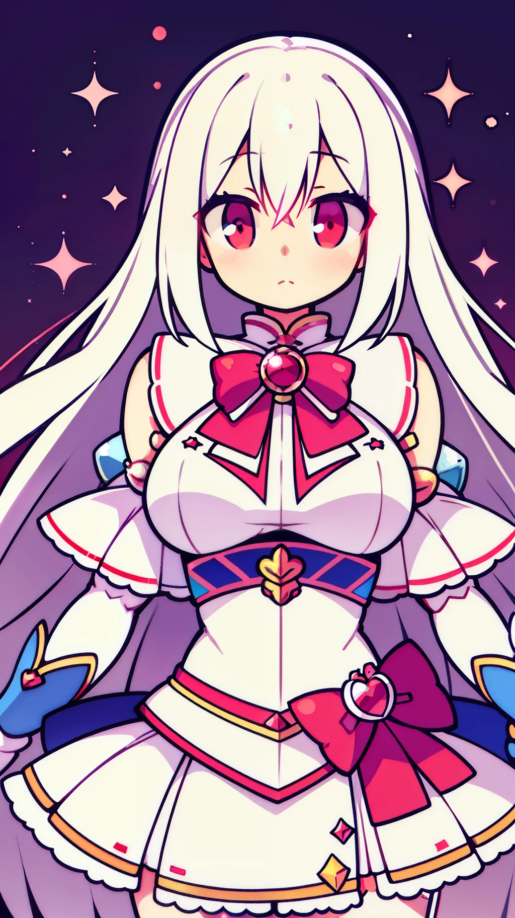 White-haired,Red eyes,(magical girl outfit:1.4),white background,Q Version,stand up,full bodyesbian