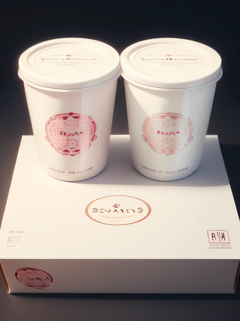 Design yogurt packaging poster，Paul Rand style design，The label design is simple and generous，Lychee rose flavored yogurt，The shape of the individual PET bottles dominates，The whole is mainly white，Composition golden ratio