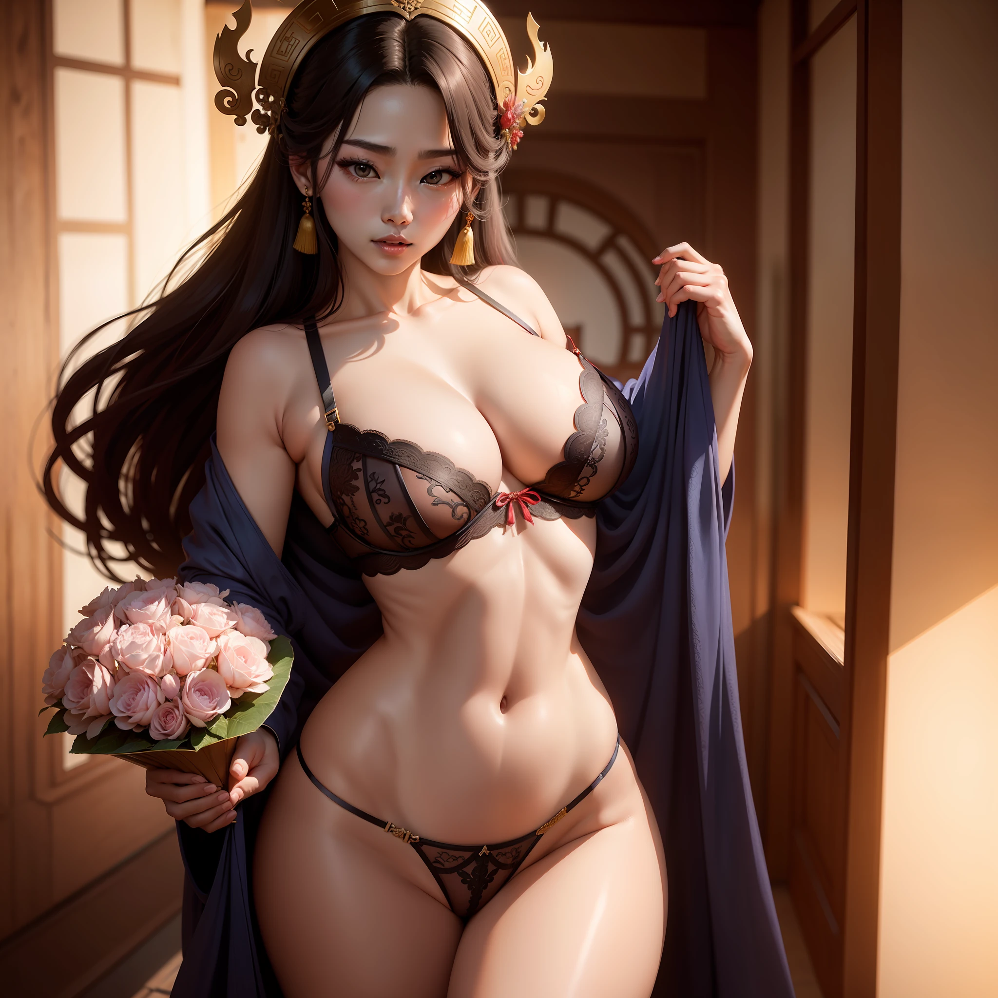 The king Gongsun leaves sexy big-breasted erotic lingerie to show off the coquettishness