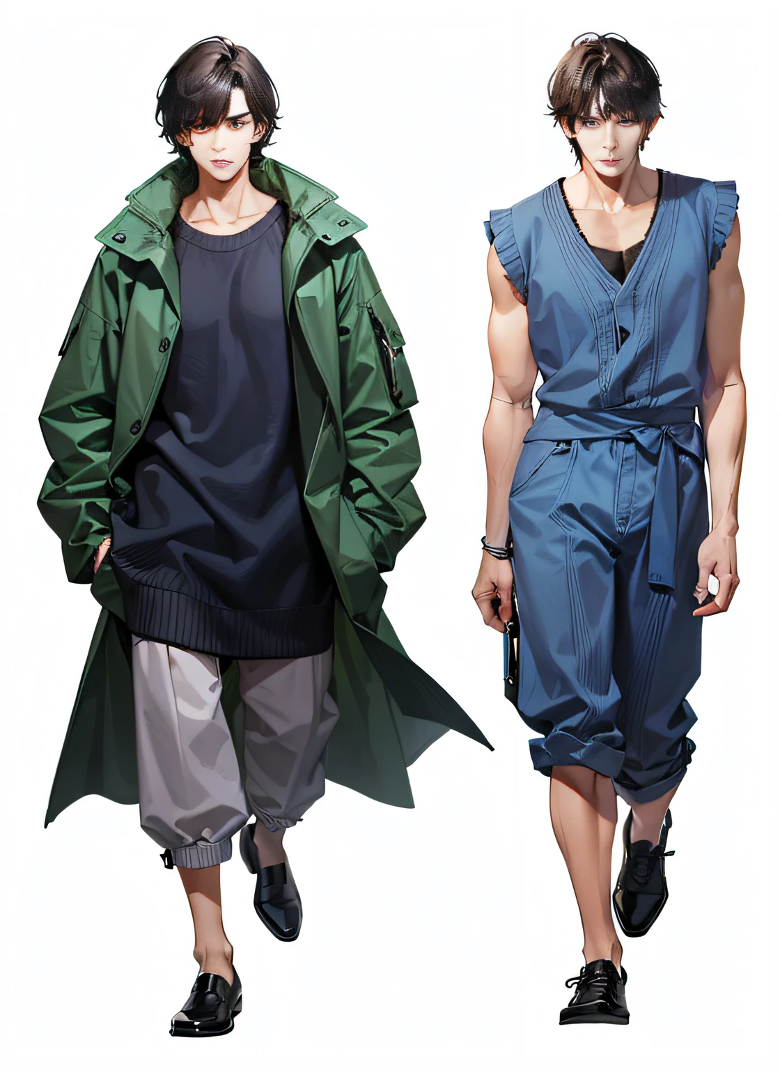 Exactly like the pictures，Two male models，The facial features should be reasonable, correct and beautiful