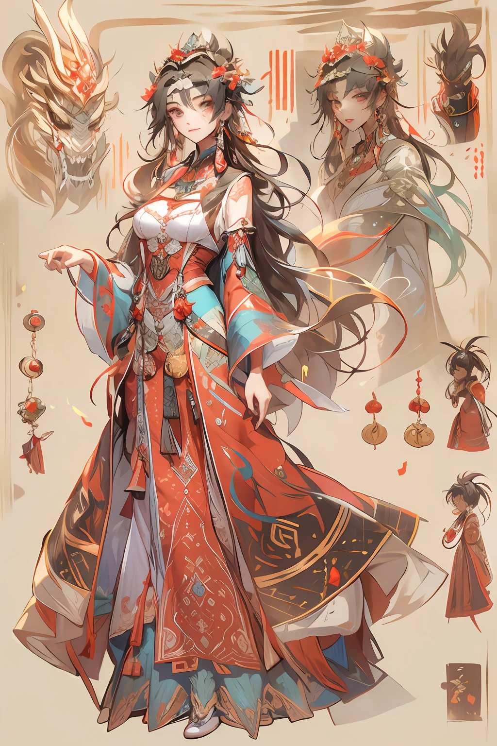 Character frontal，Ancient dress，Ancient dress，Step shake，k hd，artwork of a