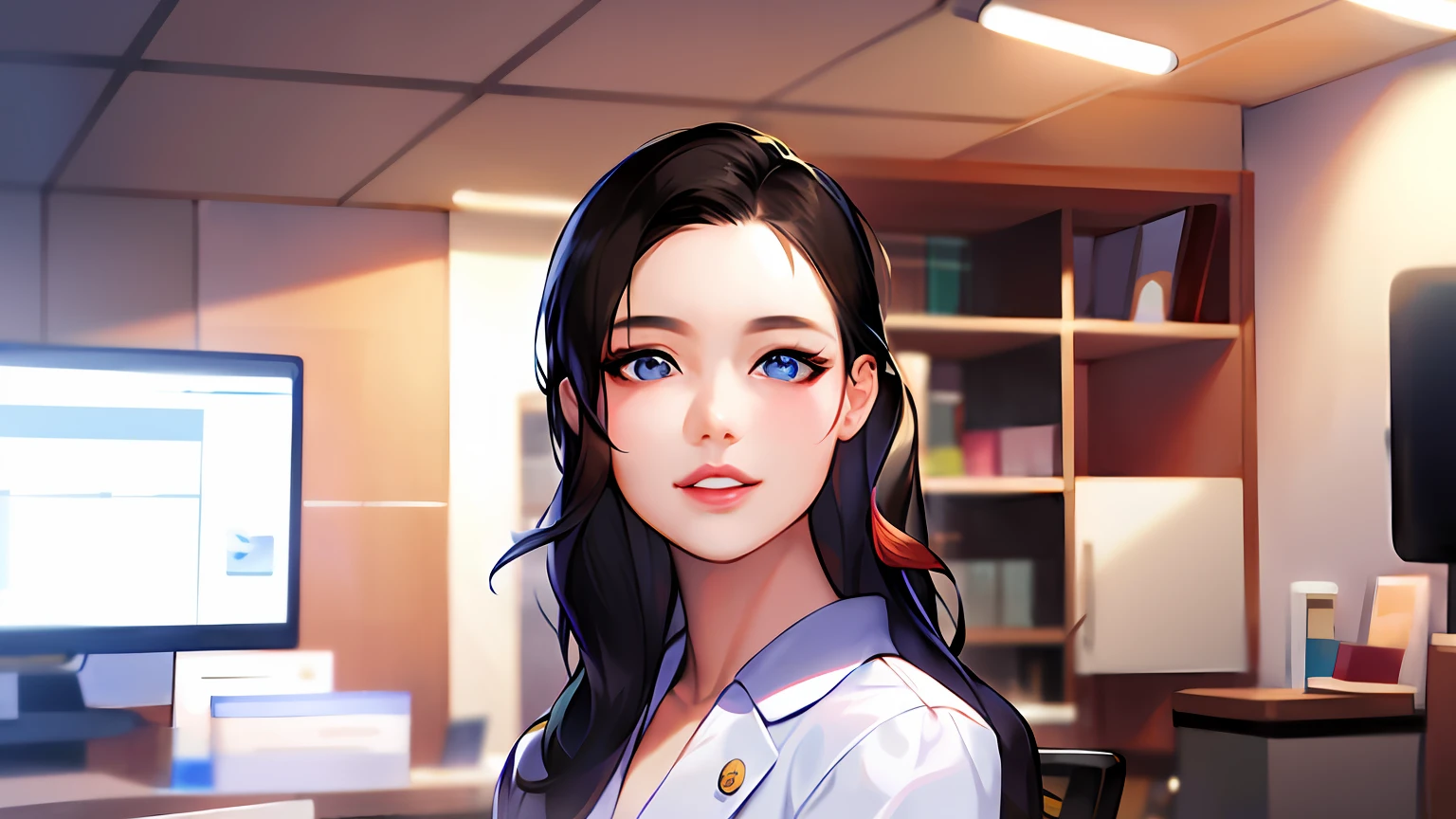 There is a woman standing in an office with a laptop, Soft portrait shot 8 K, well lit professional photo, beautiful Korean women, Gorgeous young Korean woman, shot on canon eos r 5, Beautiful young Korean woman, shot on a Canon EOS R5, young lovely Korean faces, A young Asian woman, perfect face model, Korean woman, portrait of female korean idol