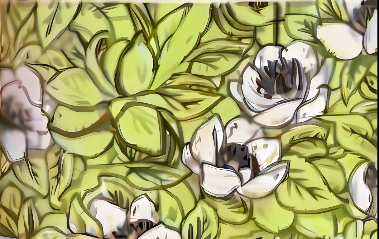 Close-up of the vase,It has a flower pattern on it, a plant, graphic detail, botanicals, The subject, large opaque blossoms, Camellia seeds, camelliamix, medium detail, Inspired by green art, The is very detailed, set 1 8 6 0, Vintage shades, Emma Bridgewater and Paper Chase, a plant, Flora Print, textile print, added detail, mid closeup, Highly detailed,