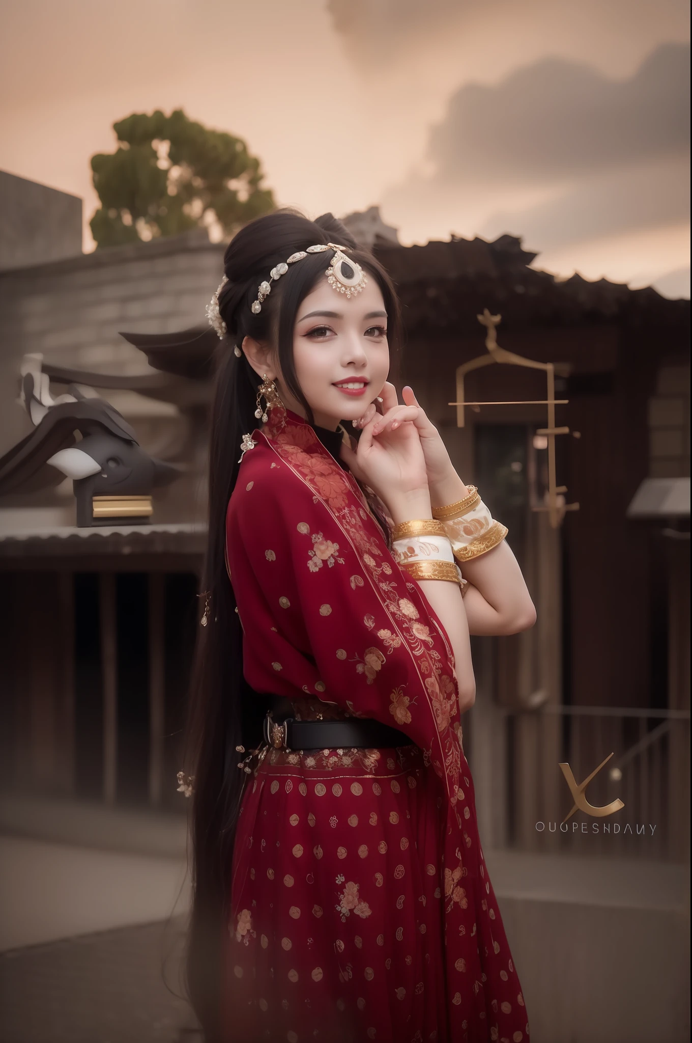 arafed woman in a red dress posing for a picture, photo taken with canon 5d, modeling photography, traditional beauty, photo taken with nikon d750, photo taken with nikon d 7 5 0, traditional photography, dramatic smile pose intricate, photo taken with sony a7r camera, photo taken with sony a7r, outdoor fine photography