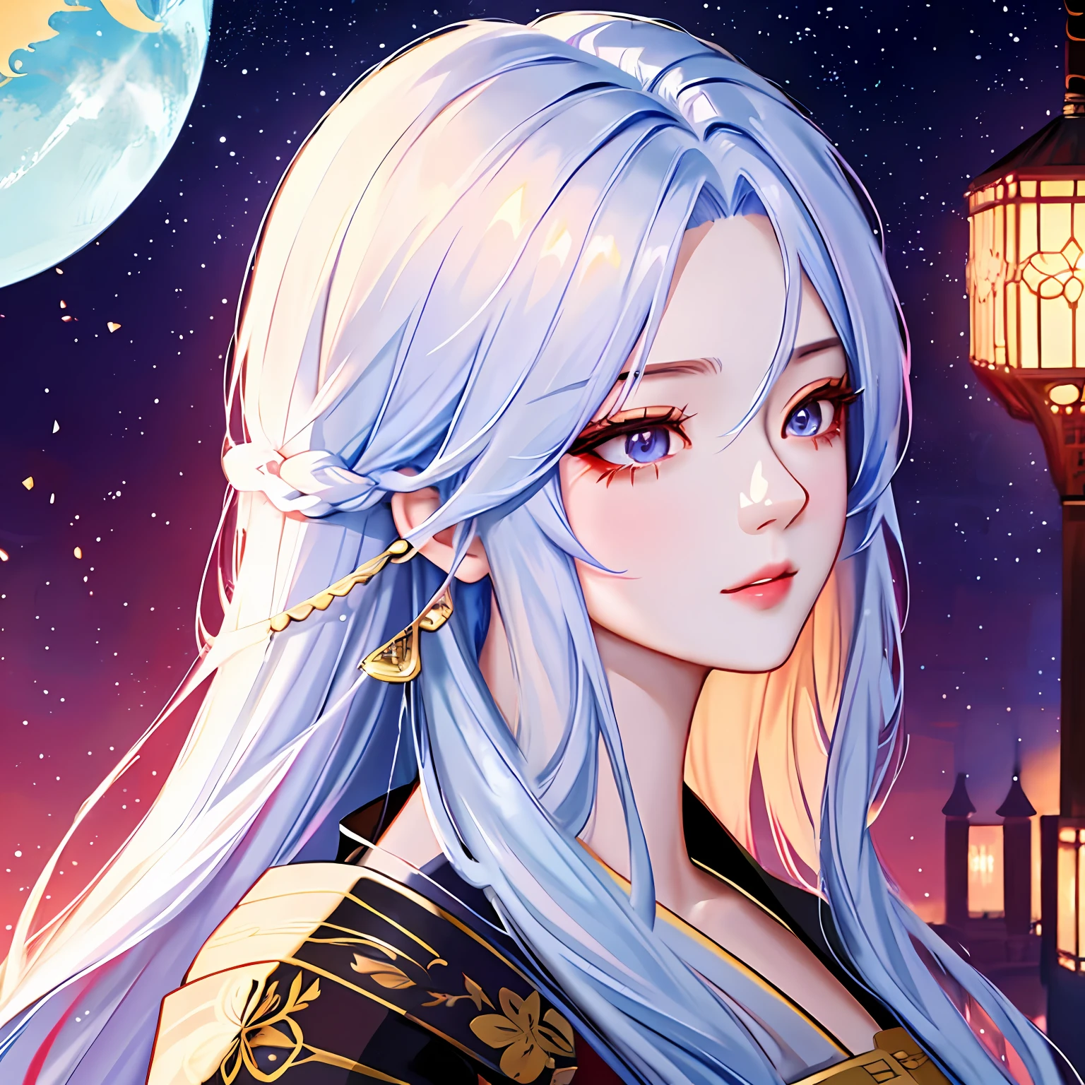 a close up of a woman with long hair wearing a dress, artwork in the style of guweiz, beautiful character painting, guweiz, palace ， a girl in hanfu, 8k high quality detailed art, detailed digital anime art, fantasy art style, detailed portrait of anime girl, beautiful anime portrait, stunning anime face portrait, guweiz masterpiece