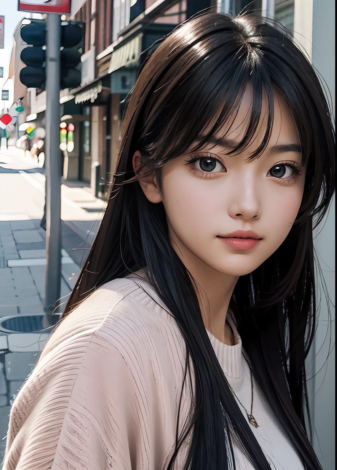 (best-quality:0.8),
(best-quality:0.8), perfect anime illustration, extreme closeup portrait of a pretty woman walking through the city