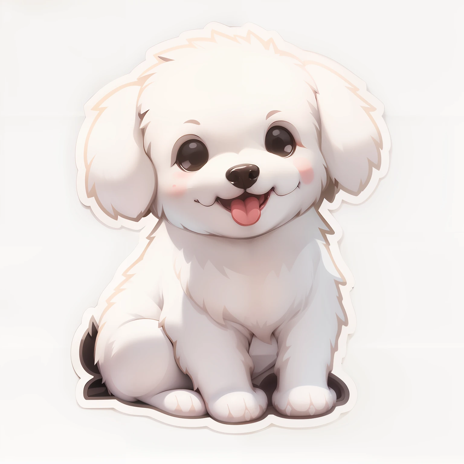 cute white dog sleeping on the floor, sticker, white long ears, japanese anime style