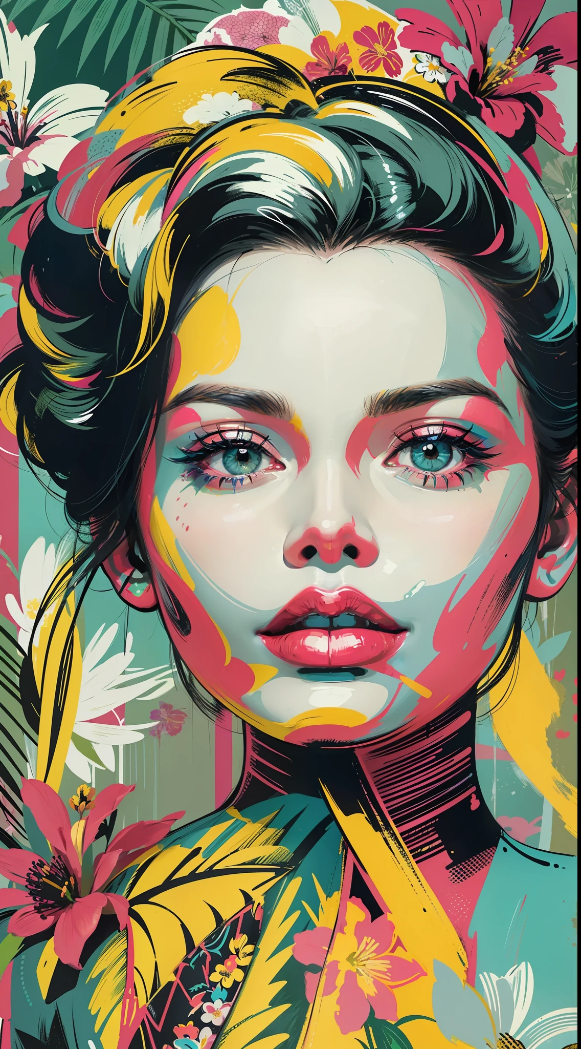 A painting of a woman with flowers in her hair - SeaArt AI