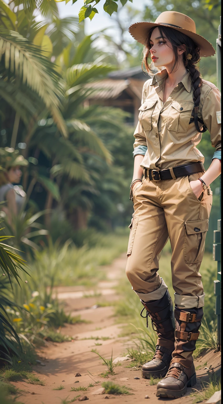 Beautiful woman in insanely Safari Adventure Outfit