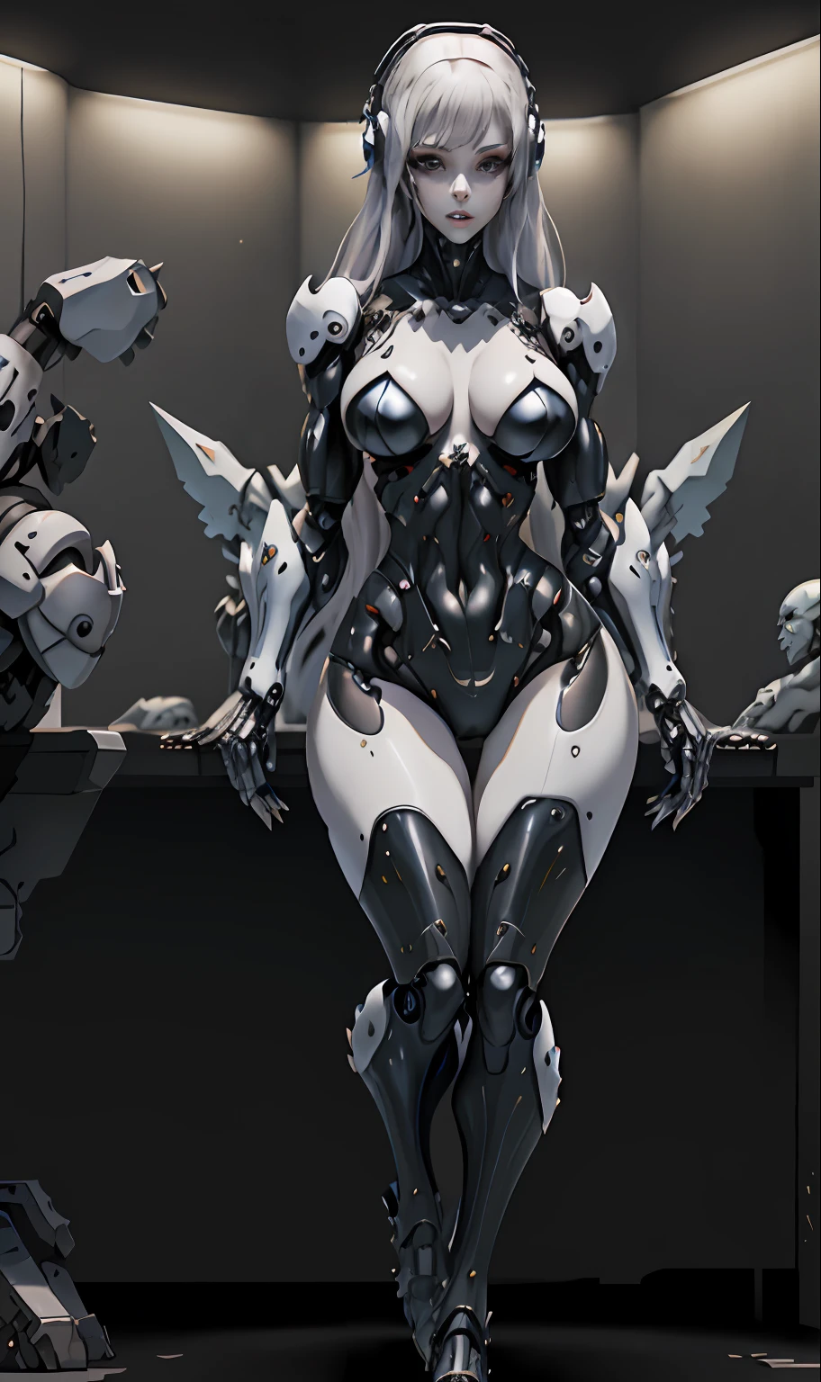 nakeness,Do not wear,tmasterpiece, white skinned, Curves and extra-thick breasts, Being Hard, Perfect body, futuristic outfit, Mechanical prosthesis, Cyberpunk scene high-tech,sci-fy,Beautuful Women,scantily clad,Bigchest,Abs,Mermaid line,Full body like,battle armor,Erotic lingerie,stocklings,nakeness,Do not wear,scantily clad,sexyposture,Sultry,long leges,Slender,The body is slender