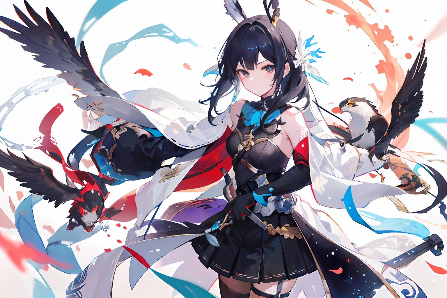 animemanga girl，Has black hair，Holding a sword in hand, From the night of the ark, Badass anime 8 K, arknight, Guweiz in Pixiv ArtStation, Anime art wallpaper 8 K, Anime art wallpaper 4k, Anime art wallpaper 4 K, Guweiz on ArtStation Pixiv, style of anime4 K, Best anime 4k konachan wallpaper