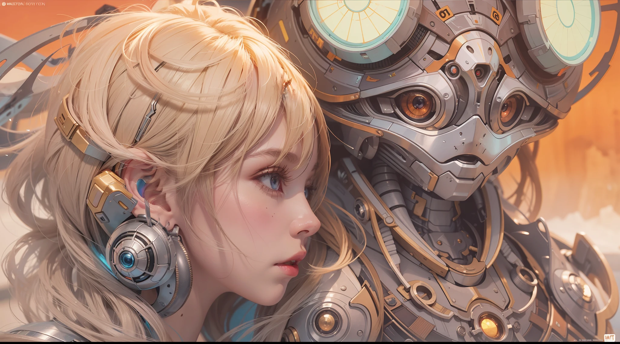 （best qualtiy，ultra - detailed，Best Illustration，Best shadow，masterpiece，A high resolution，professionalartwork，famous artwork），sci-fi，It depicts a young alien couple with colored sclera and a huge big cute with robot eyes， by Makoto Shinkai，by Artgerm，by wlop，by Greg Rutkowski，Volumetric lighting，octane render，4K，Trending on ArtStation，masterpiece