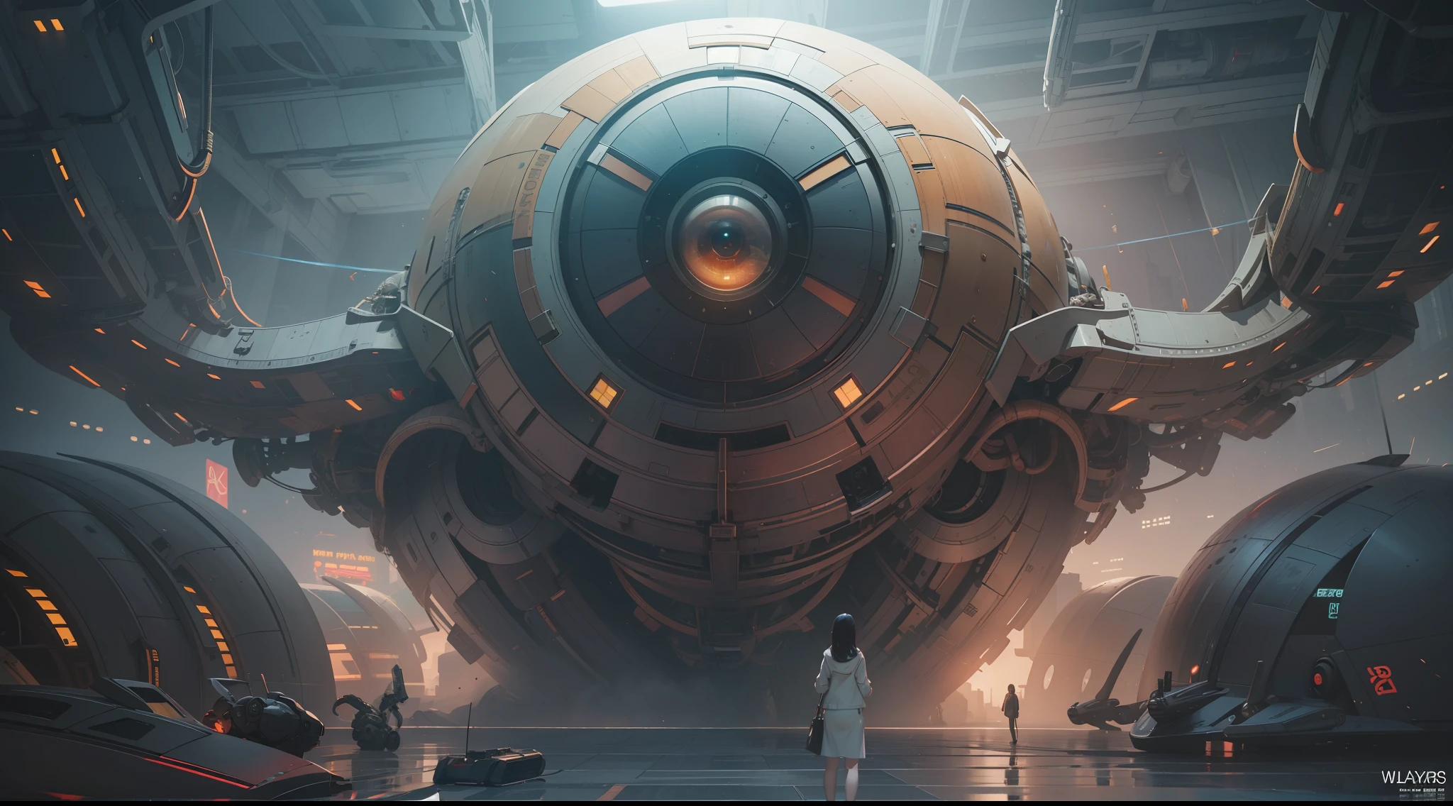 （best qualtiy，ultra - detailed，Best Illustration，Best shadow，masterpiece，A high resolution，professionalartwork，famous artwork），sci-fi，It depicts a young alien couple with colored sclera and a huge big cute with robot eyes， by Makoto Shinkai，by Artgerm，by wlop，by Greg Rutkowski，Volumetric lighting，octane render，4K，Trending on ArtStation，masterpiece