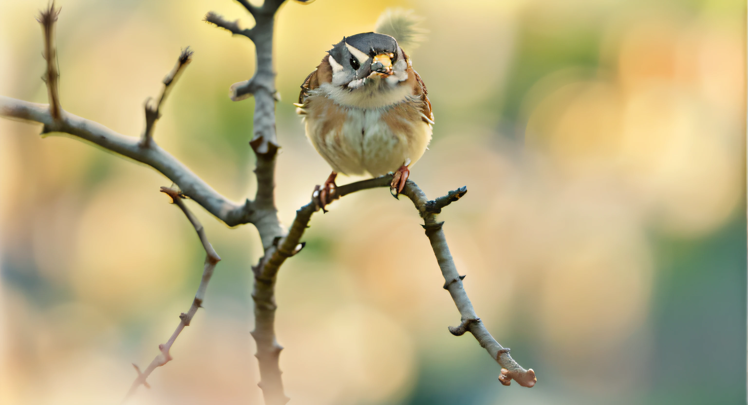 There is a sparrow on the branch
