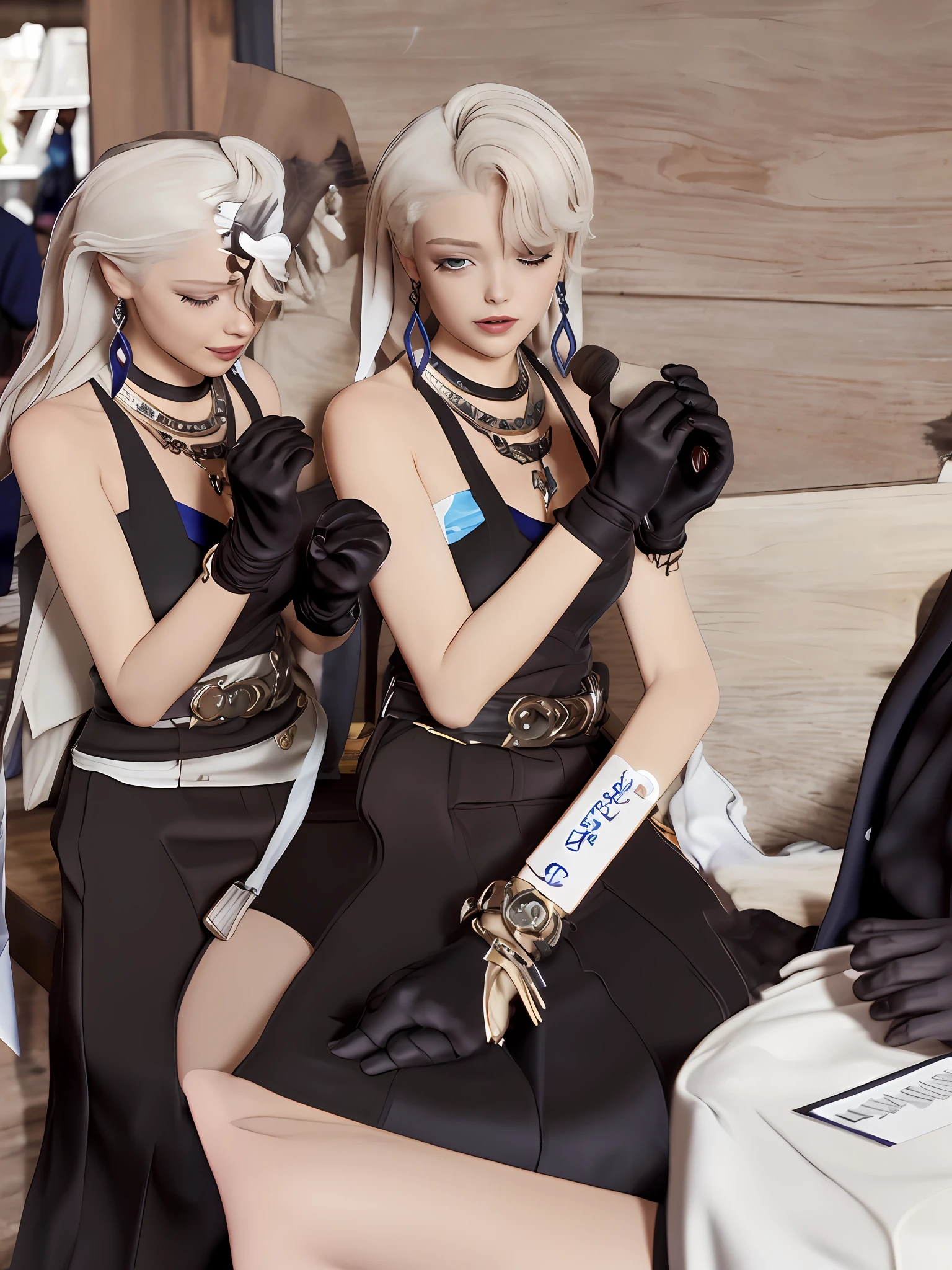 Real Human,underdressing,Beth,white skinned,White hair,Raise Hand