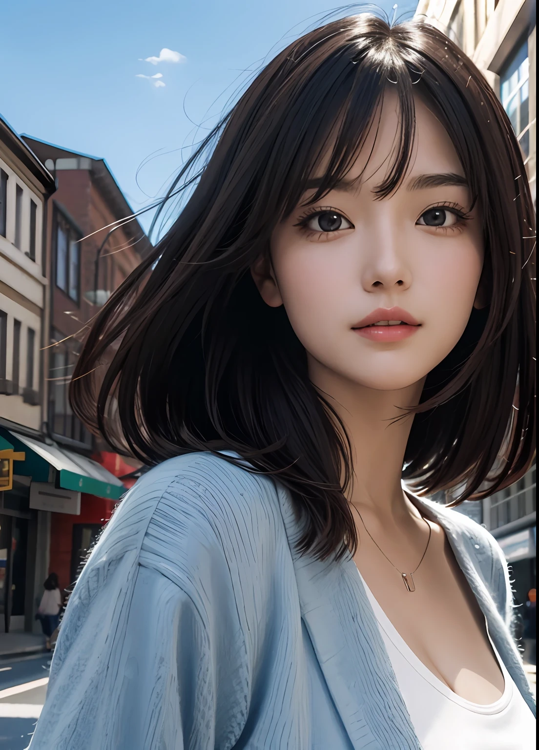 (best-quality:0.8),
(best-quality:0.8), perfect anime illustration, extreme closeup portrait of a pretty woman walking through the city