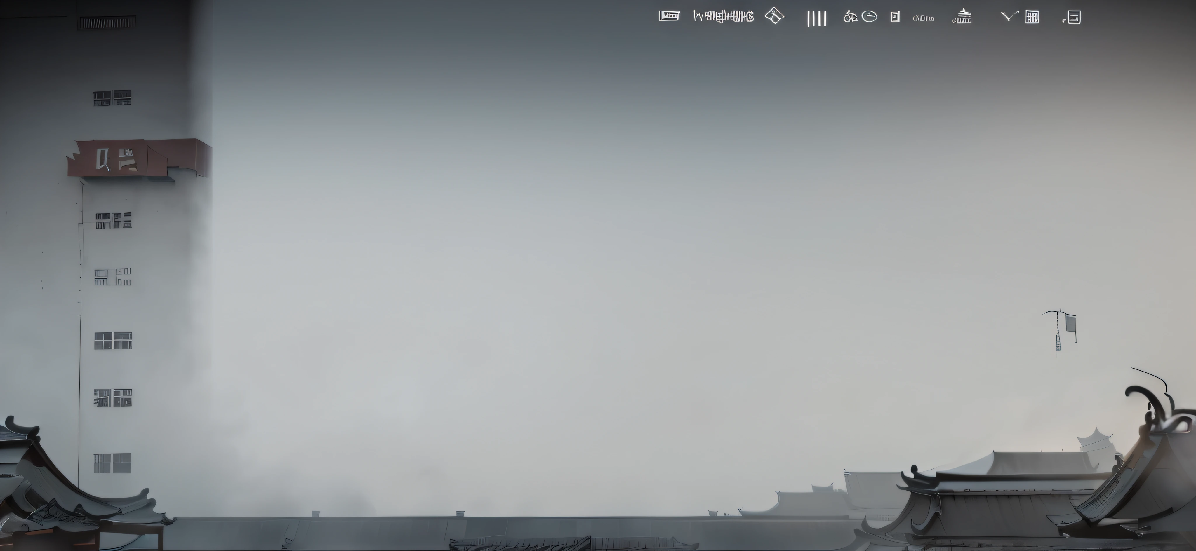 Chinese-style roof,Eaves from the Song Dynasty，Steep eaves， Very realistic. Heavy fog, Volumetric fog and haze, foggy dystopian world, volume fog, low visibility creepy, ambient fog, It's foggy, Foggy environment, rendering by octane. Heavy fog, Fog zone, dense volumetric fog, Foggy!, Foggy voids, Heavy fog. 3 d, gloomy and foggy atmosphere