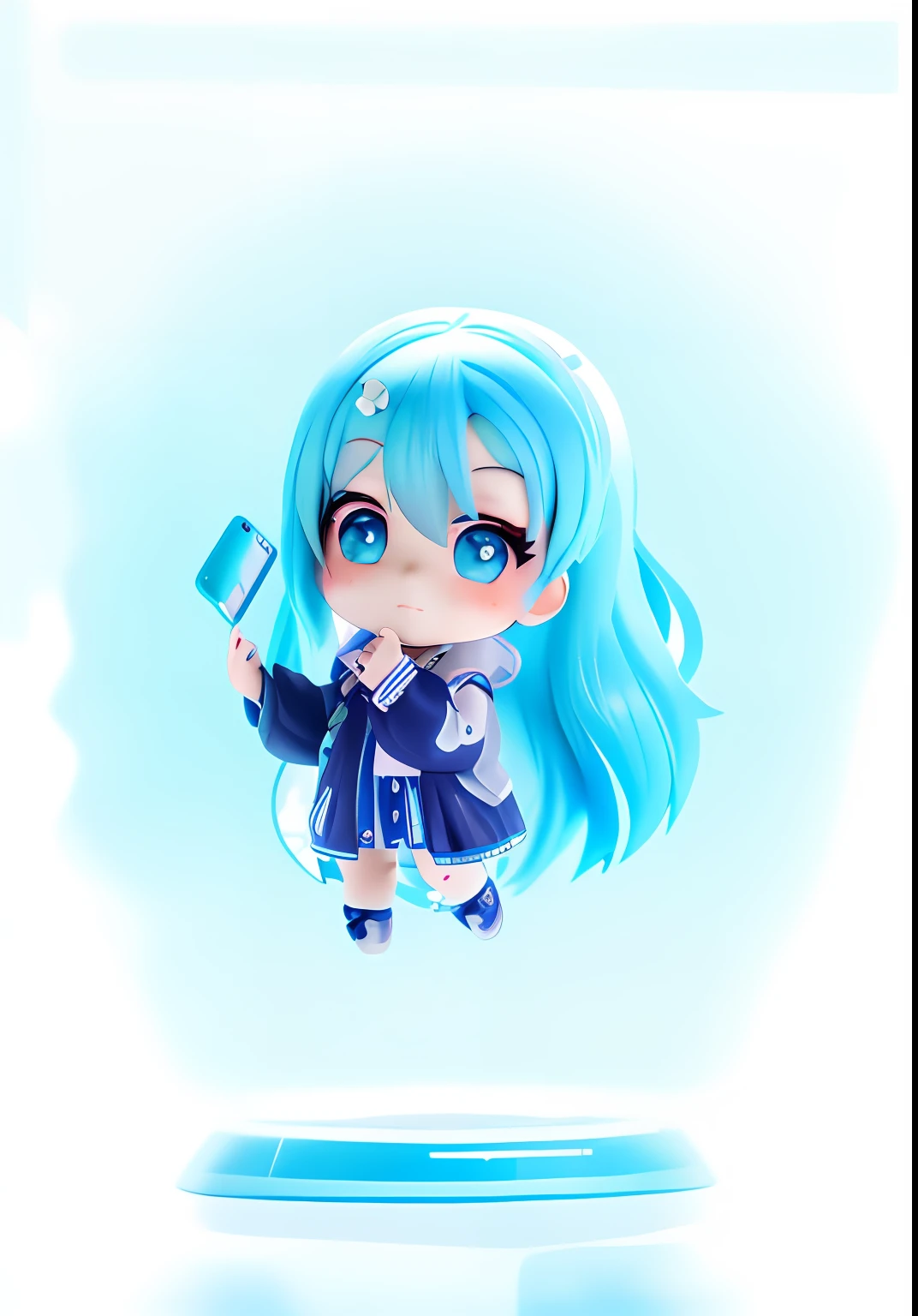 Blue-haired anime girl holding mobile phone, Anime girl with teal hair, Chibi anime girl, mikudayo, anime moe art style, anime chibi, chibi girl, advanced digital chibi art, Hatsune Miku short hair, anime style character, Cute anime girl, Cute anime style, Chibi Art, up of young anime girl, chibiStyle, style as nendoroid
