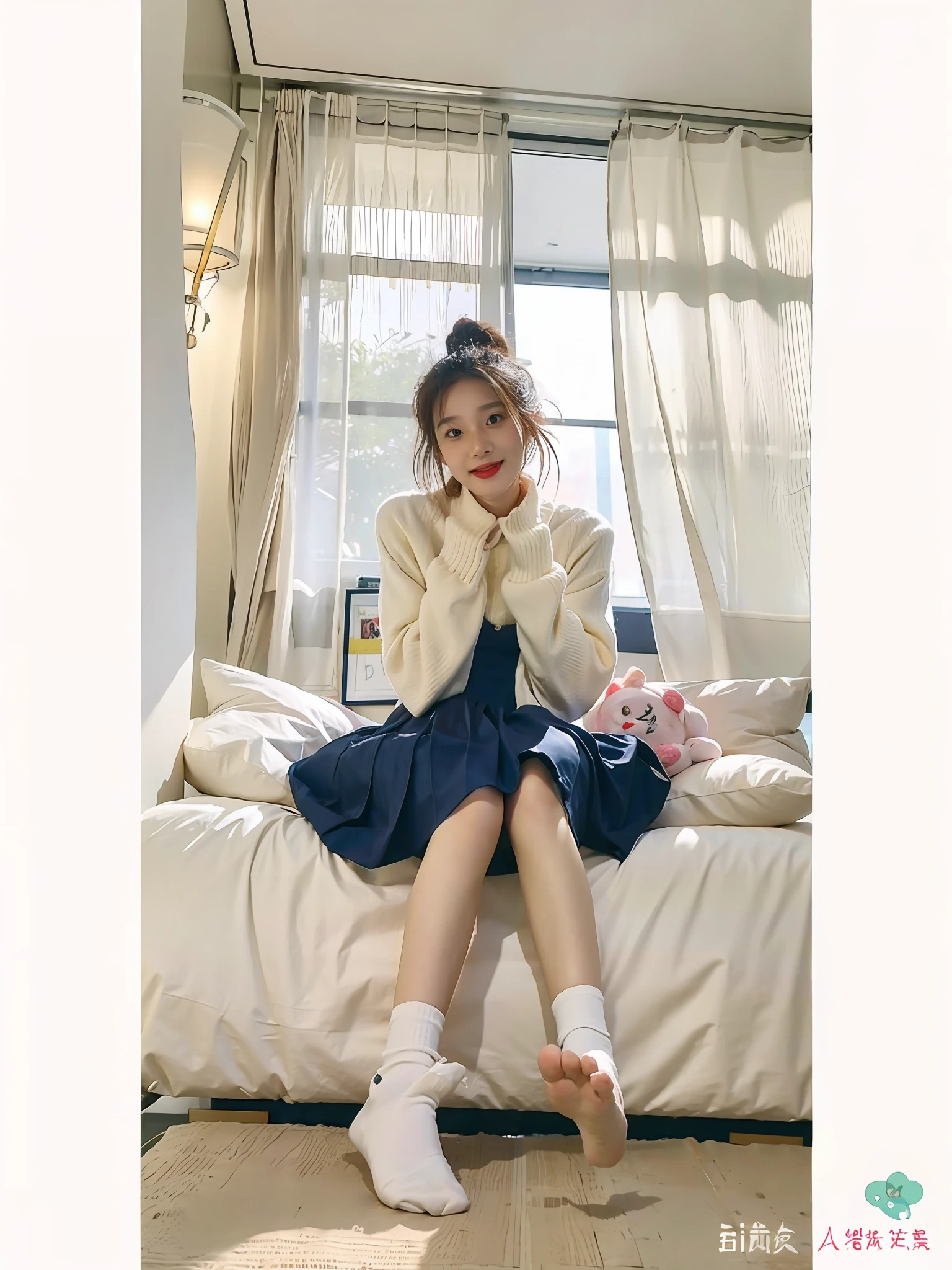 best qualtiy,tmasterpiece,超高分辨率,(realisticlying:1.4),s girl,Juvenile, brightly,white short socks