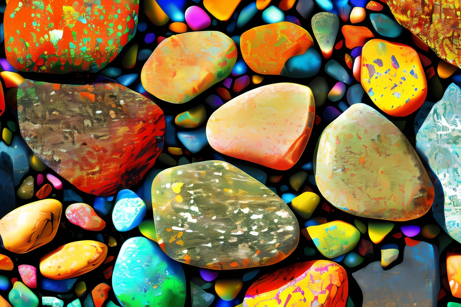 1
there are many stones and stones on the beach at night, colorful hd picure, glowing crystals on the ground, magical beach, cave glowing stones, glowing colors, colorful glow, stunning screensaver, magnificent background, glowing lights! digital painting, amazing wallpaper, high quality desktop wallpaper, floating magical rocks, 4 k hd wallpaper very detailed, luminescent colors, hd wallpaper