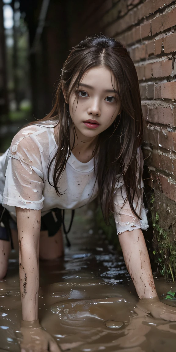 Dirty、Brown lumps of filth、The shirt is dyed brown