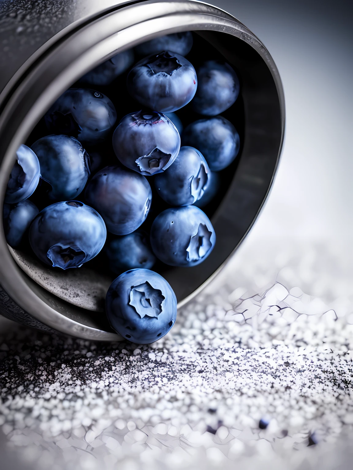 A blueberry is crushed into pieces,Juicy,delicacy,cool,promo photo,Complicated details,hdr,cinematic ligh,adobe lightroom,The is very detailed