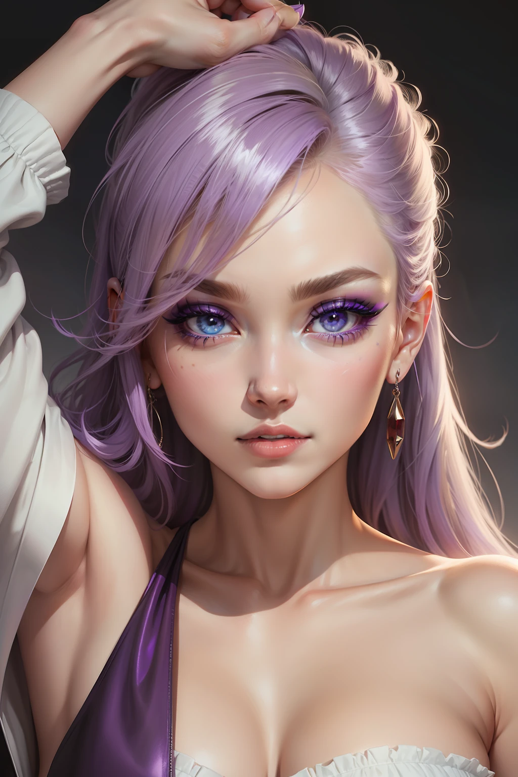 purple eyeshadow,White eyeliner,Eye area,Hyper Real