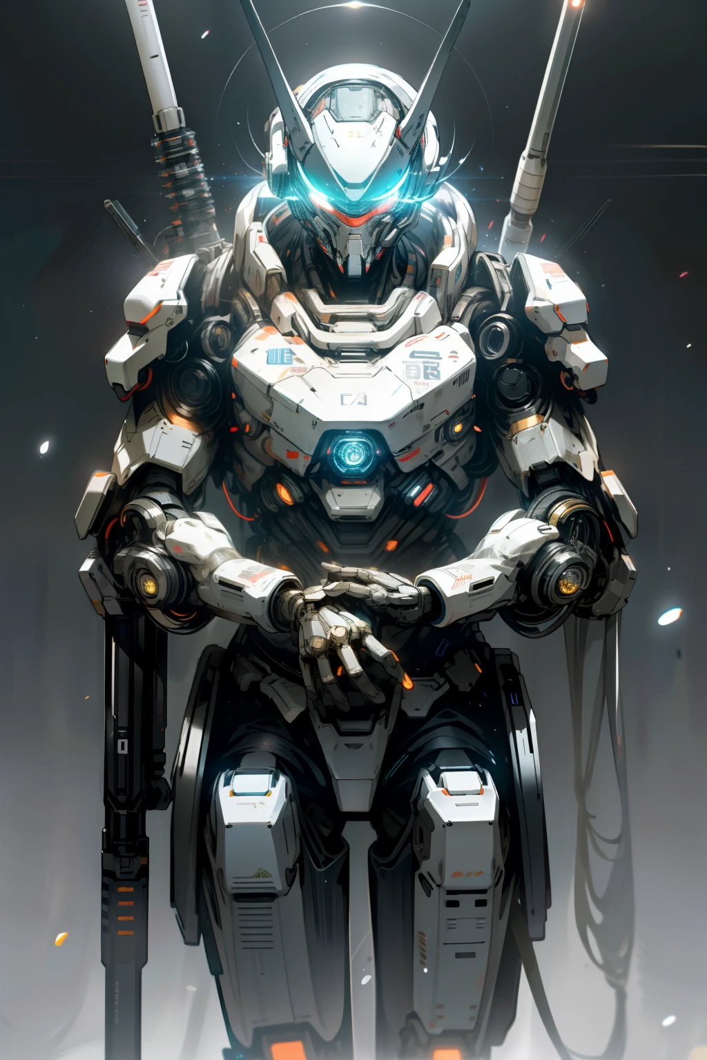 on moon,barren planets,废墟,holdingweapon,without humans,with light glowing,droid,buliding,glowing light eyes,Silver mech,scientific fiction,城市,Realistis,mechs,Milky Way Galaxy background,full bodyesbian,neonlight,cyber punk perssonage,
