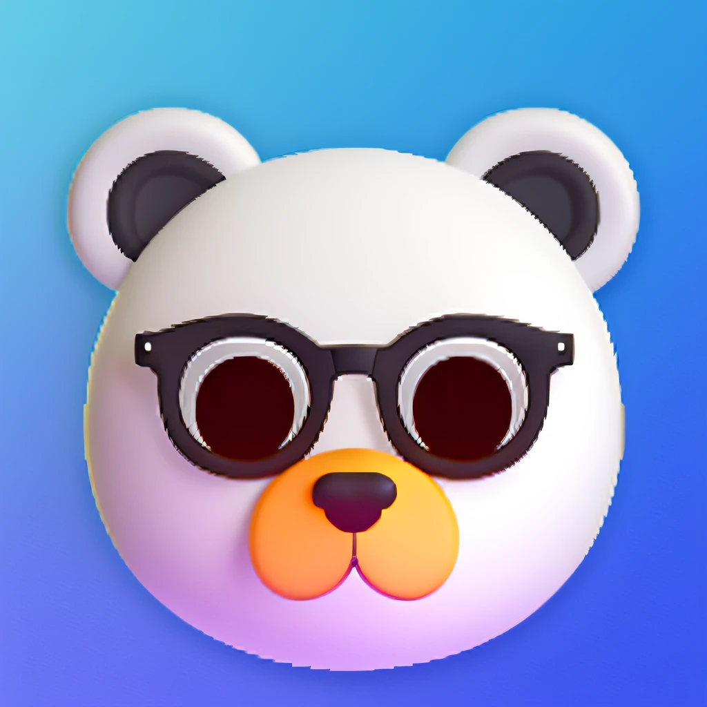 White bear emoji wearing gold wire glasses glasses, Sflentui style