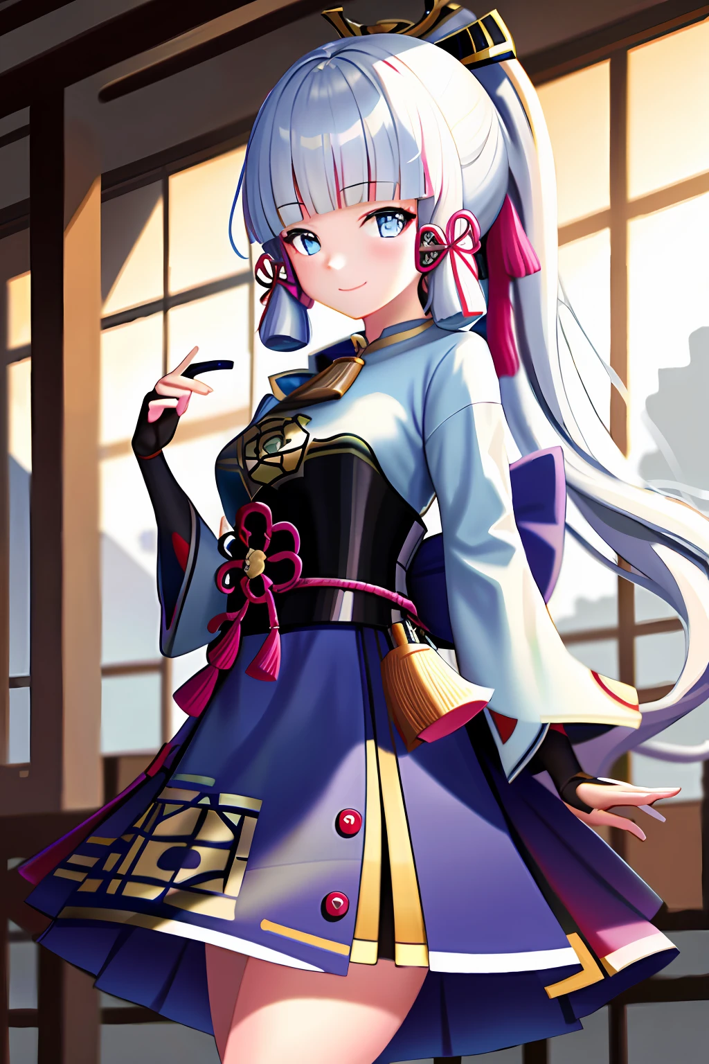 masterpiece, highres, best quality, 1girl solo, kamisato_ayaka, smile, kimono