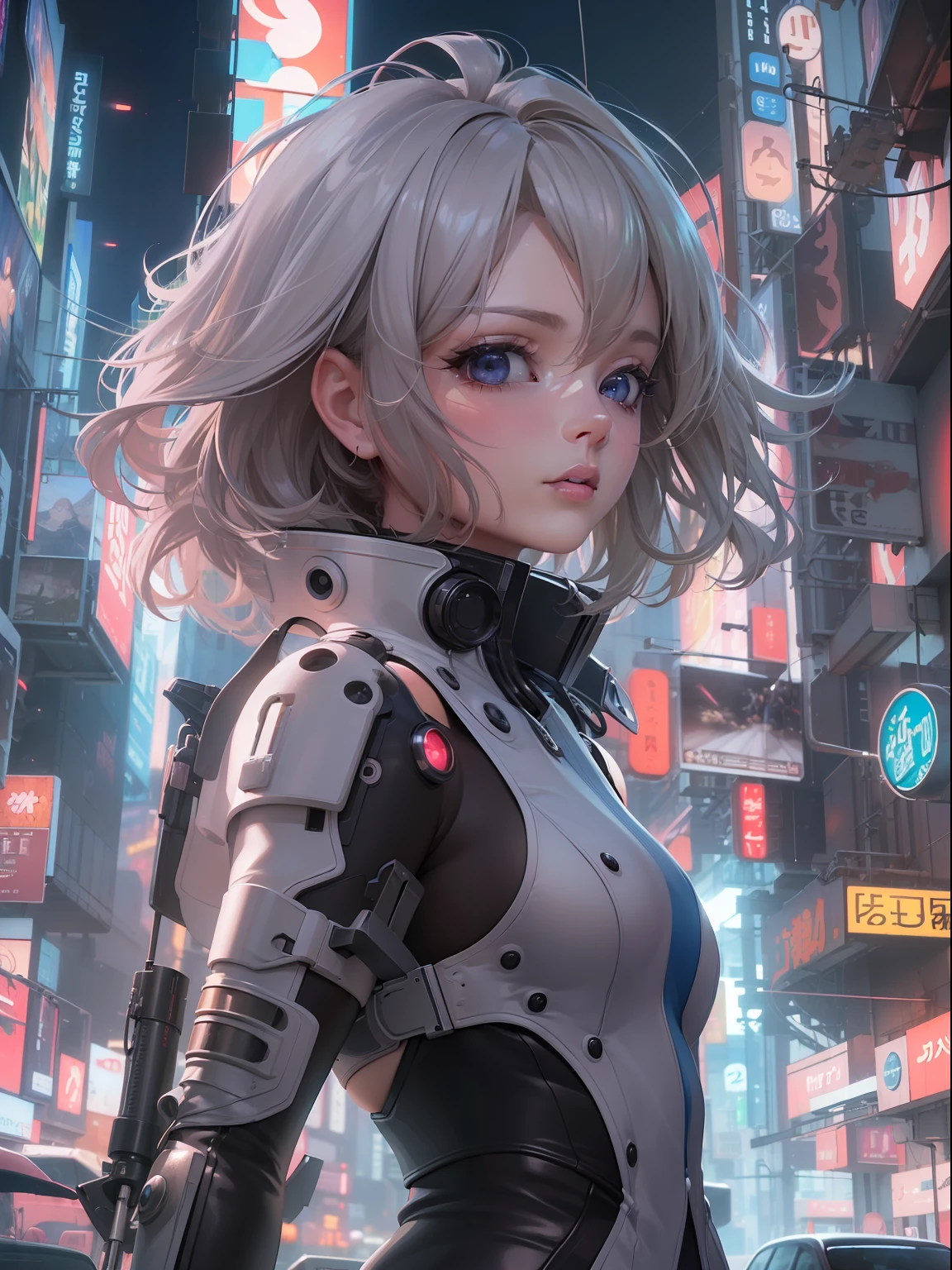 (((masterpiece)))、(((top-quality)))、((ultra-definition))、(High Definition CG Illustration)、((extremely delicate and beautiful))、City of the Future、Cinematic Light、独奏、full body Esbian、cyberpunked、2040s、animesque、dreamy cyberpunk girl、Greta Garbo、trending on artstationh、Rachel Walker、